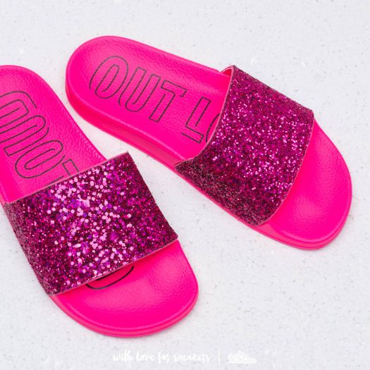 Adidas adilette pink discount glitter