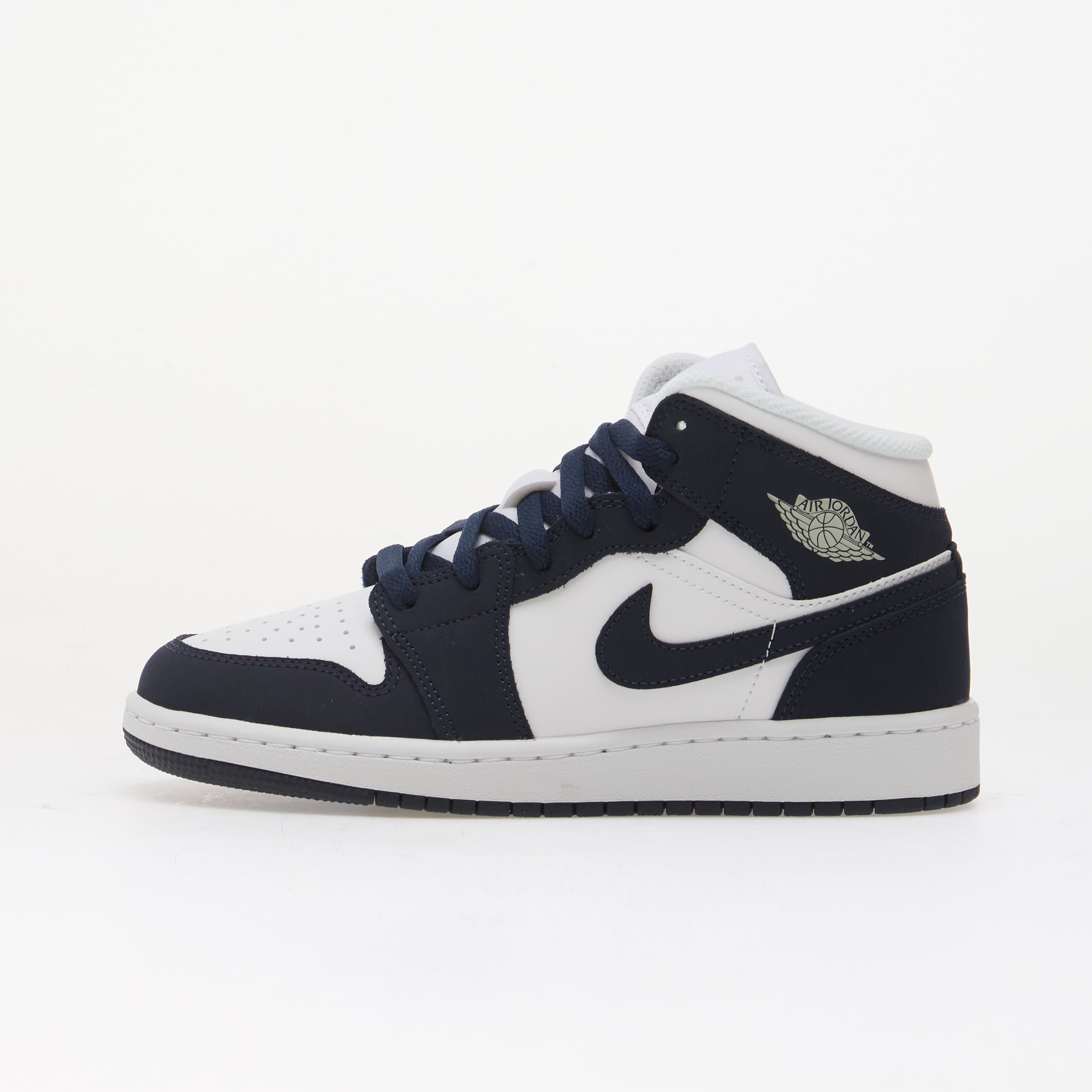 Air Jordan 1 Mid Kids Obsidian/ Obsidian-White-Grey Fog 6Y