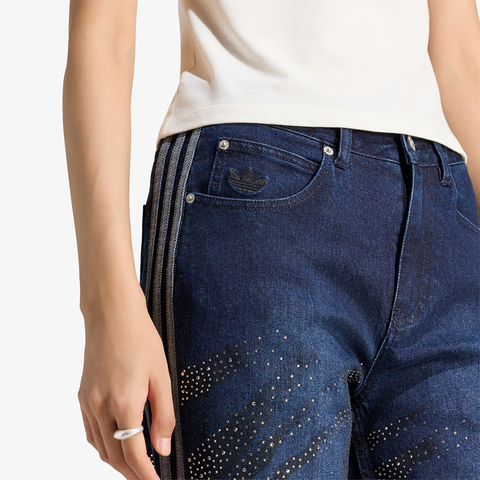 Calças de ganga adidas Adilenium Season 6 Embelisshed Denim Pants Black/ Blue