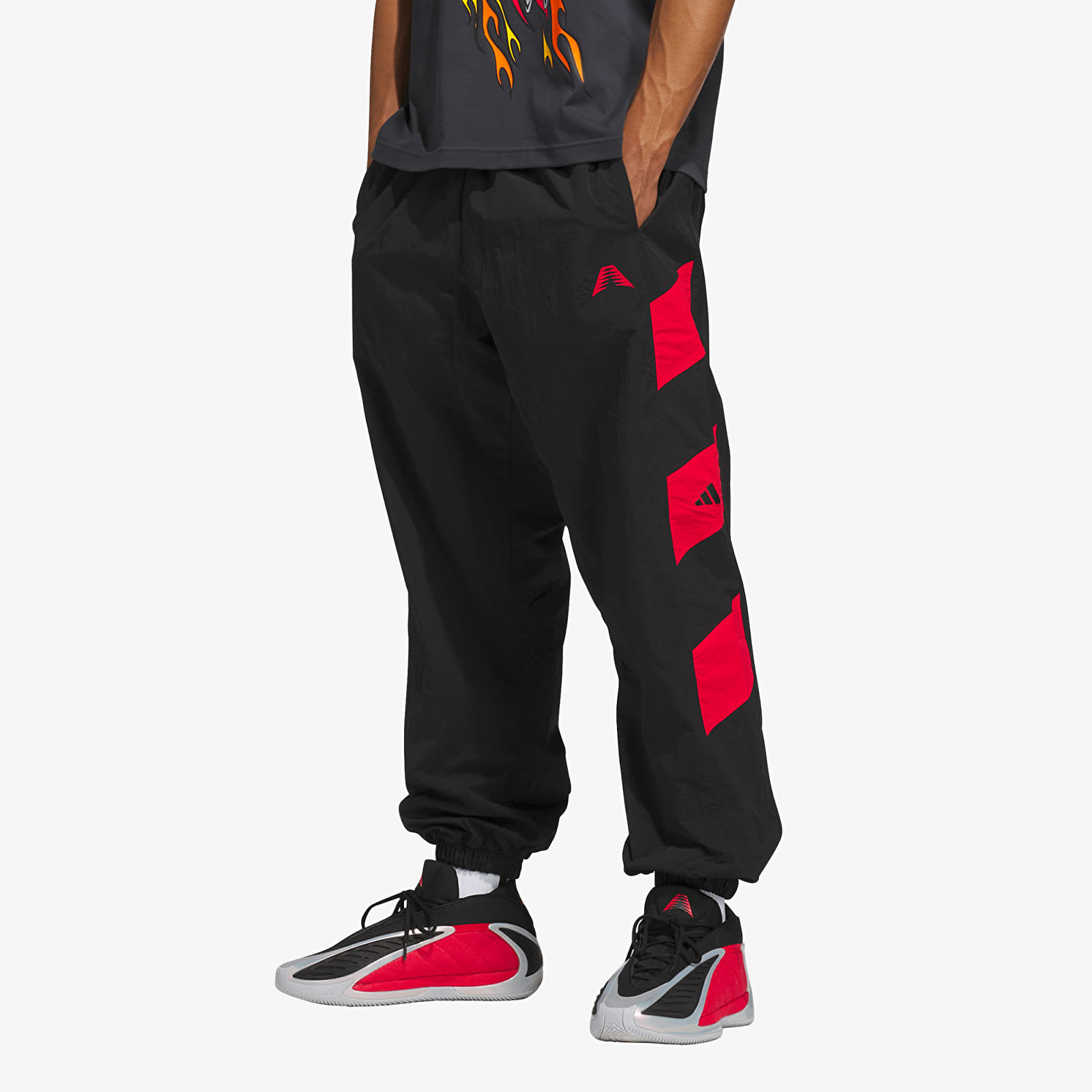 Broek adidas Anthony Edwards Foundation Track Pant Black/ Pure Ruby