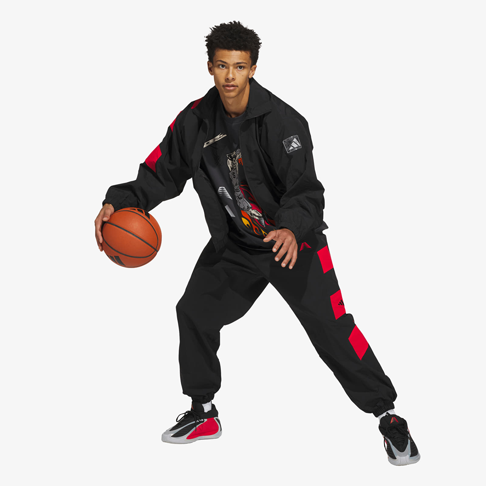 Broek adidas Anthony Edwards Foundation Track Pant Black/ Pure Ruby