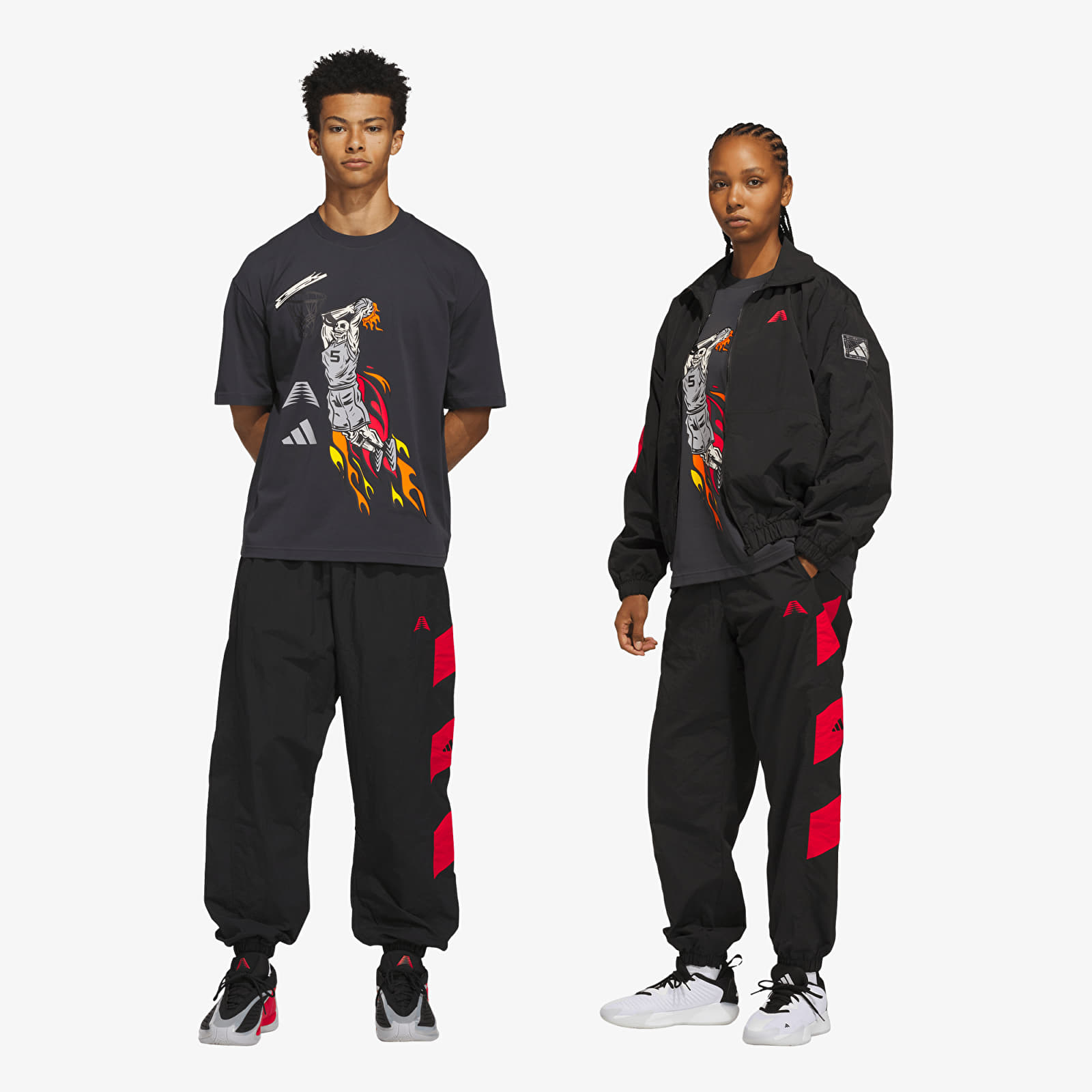 Broek adidas Anthony Edwards Foundation Track Pant Black/ Pure Ruby