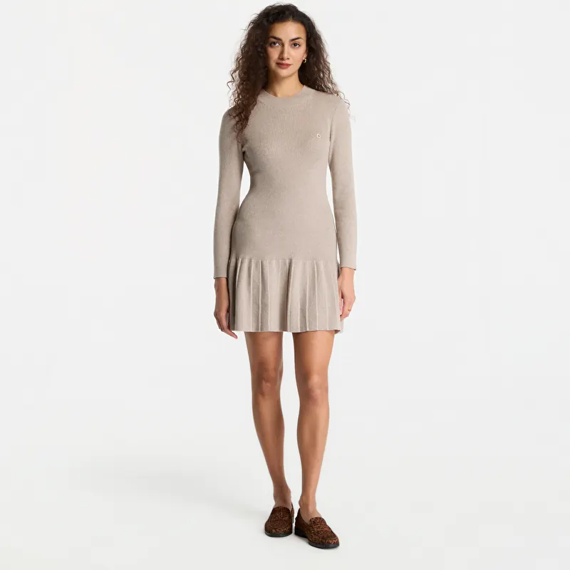 Φόρεμα Calvin Klein Jeans Mockneck Ls Minidress Oatmeal Melange