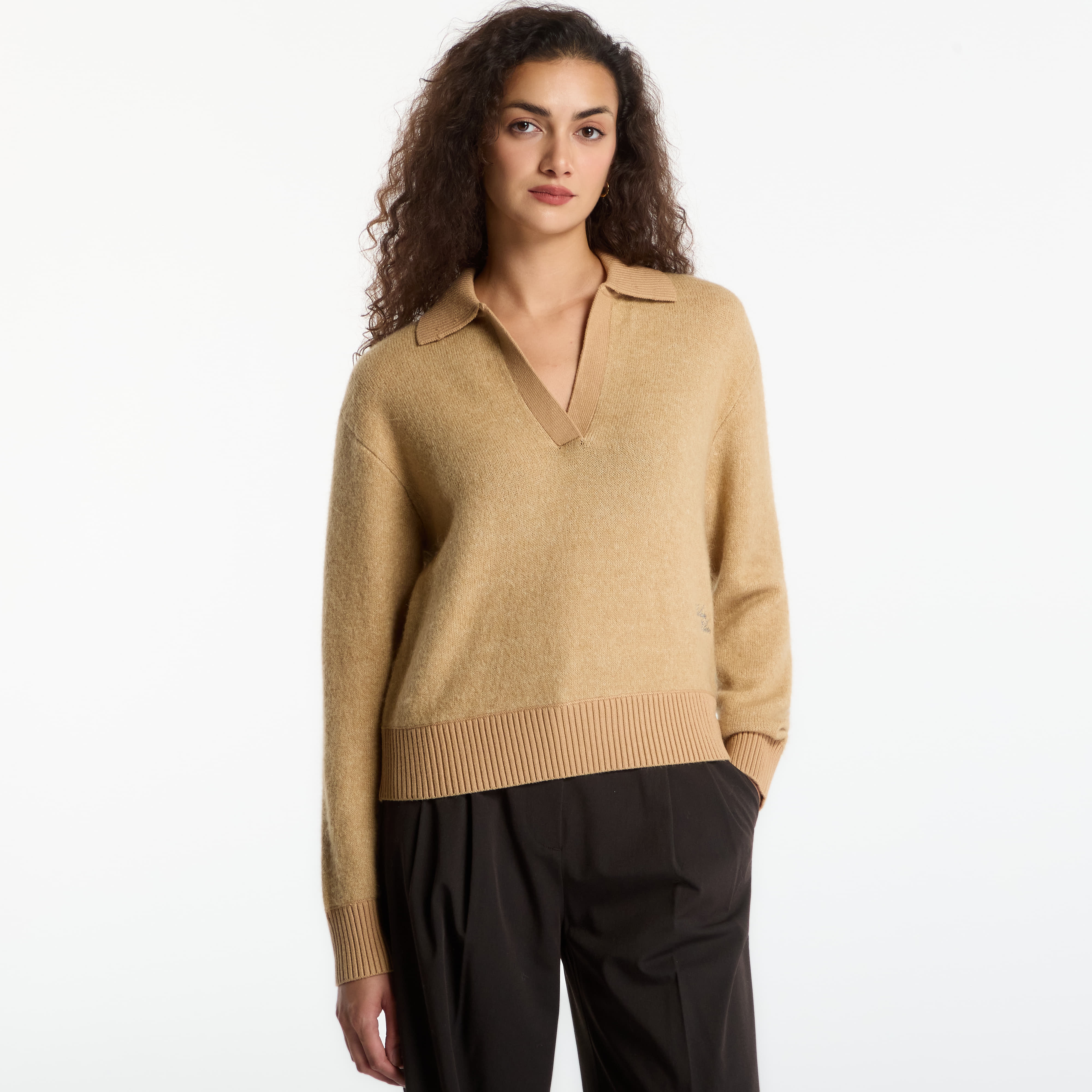 Пуловер Calvin Klein Jeans Alpaca Blend Polo Champagne Toast M