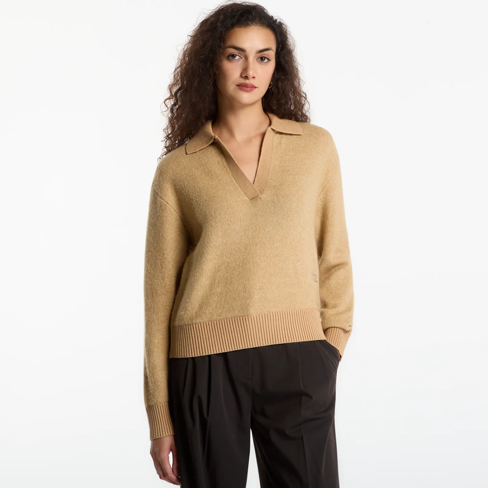 Γυναικεία πουλόβερ Calvin Klein Jeans Alpaca Blend Polo Champagne Toast