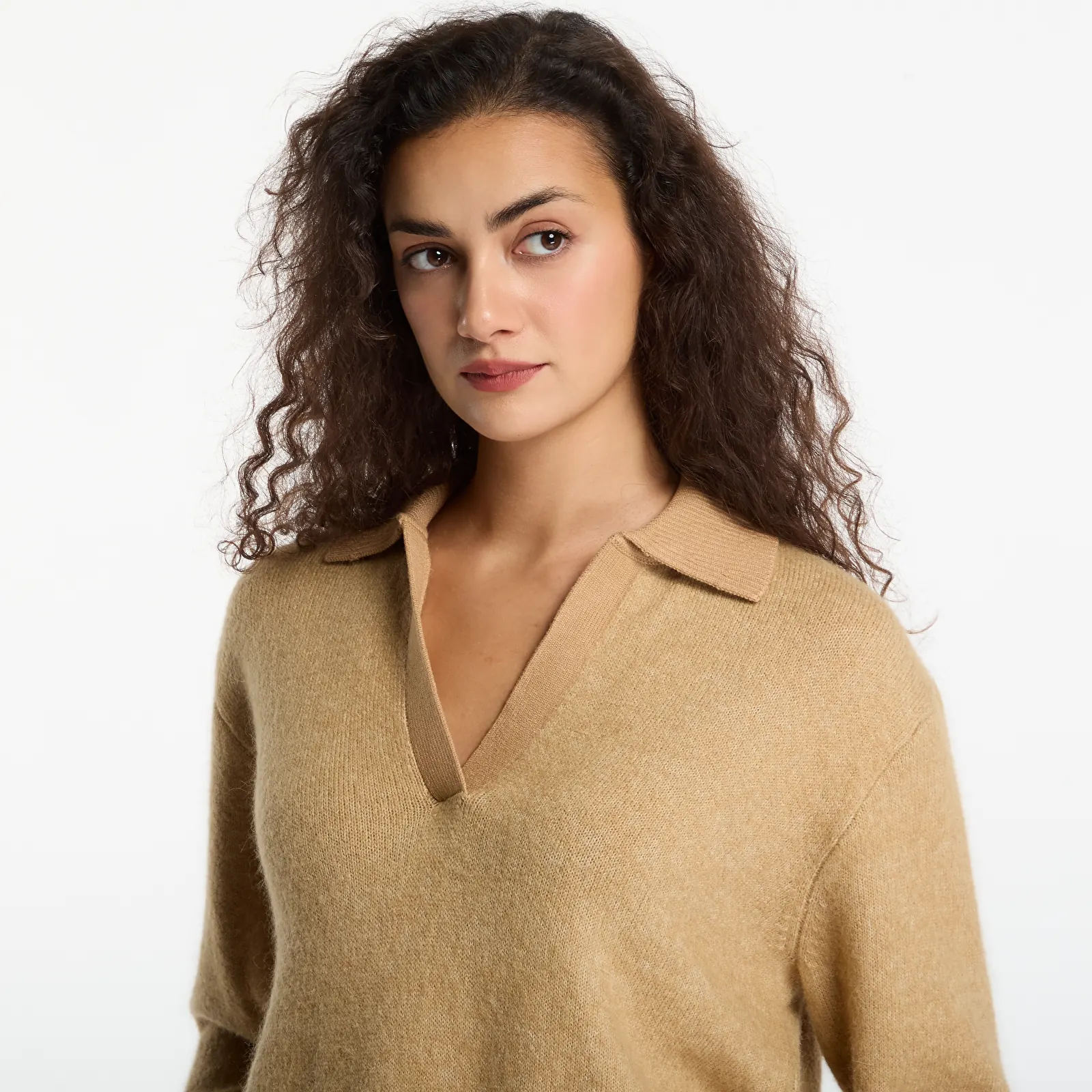 Γυναικεία πουλόβερ Calvin Klein Jeans Alpaca Blend Polo Champagne Toast