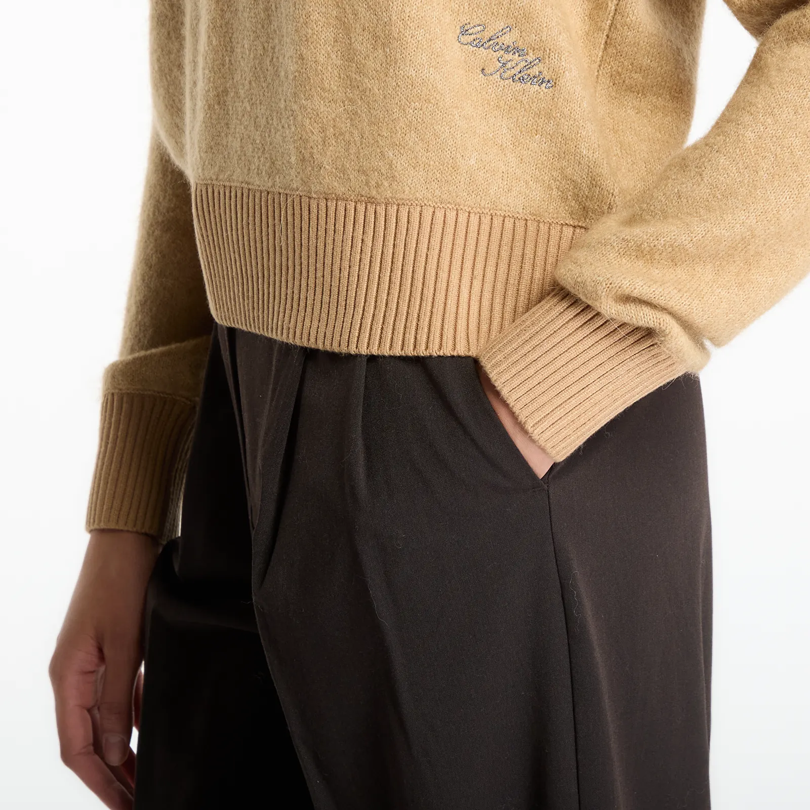 Γυναικεία πουλόβερ Calvin Klein Jeans Alpaca Blend Polo Champagne Toast