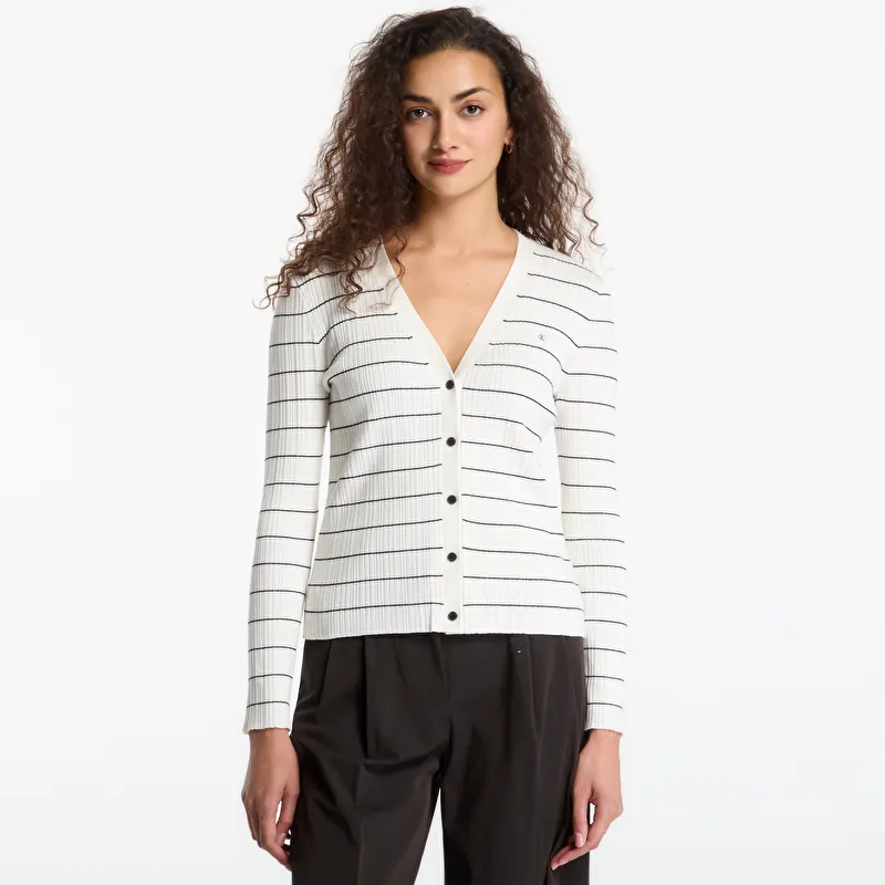 Πουλόβερ Calvin Klein Jeans Tech Knit Rib Stripe Cardigan Tofu