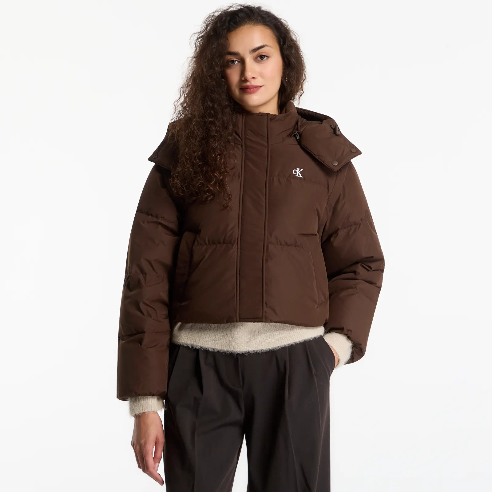 Vestes pour femmes Calvin Klein Jeans Matte Detachable Slv Short Down Brown Cork