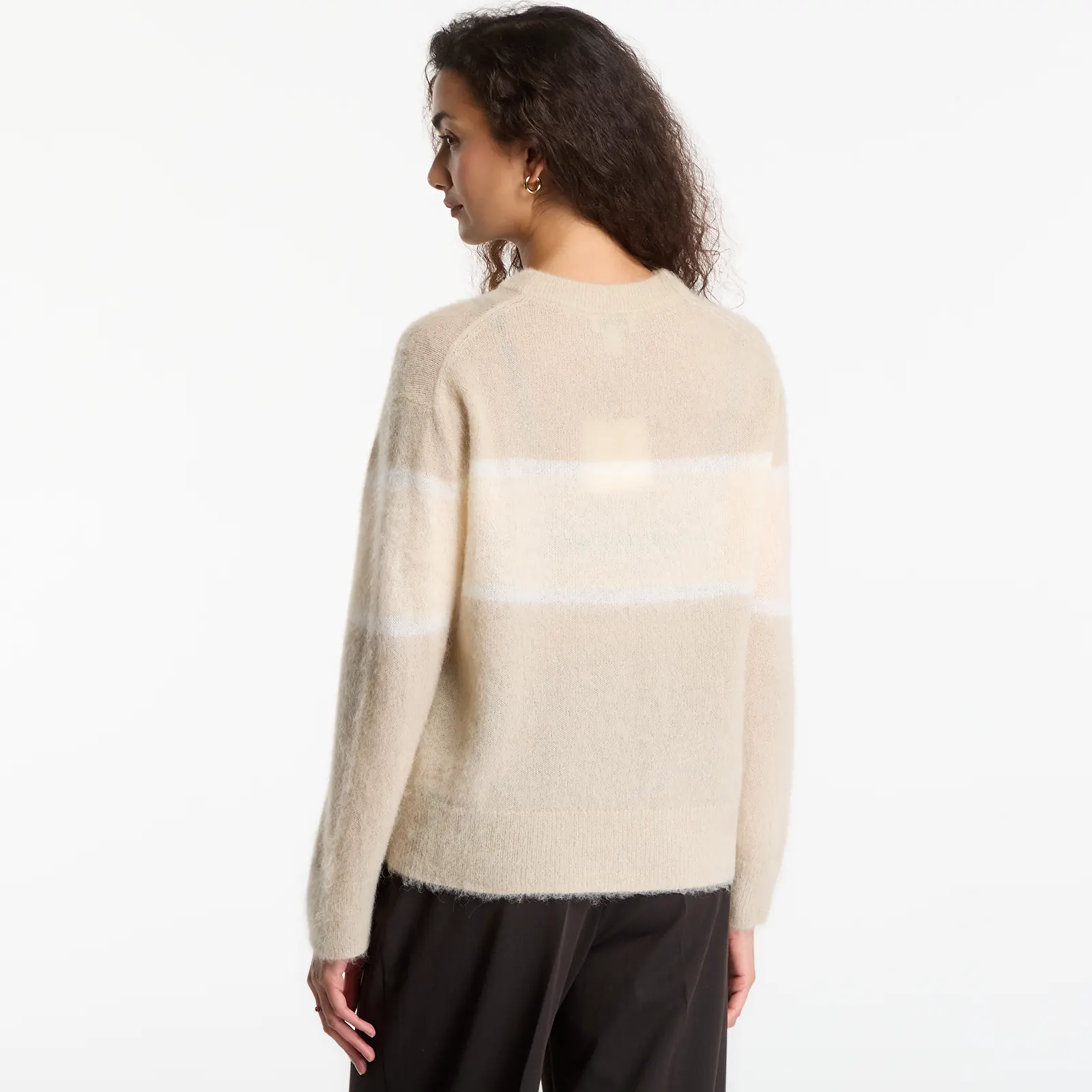 Женские свитера Calvin Klein Jeans Brushed Alpaca Stripe Logo Sweat White Pepper