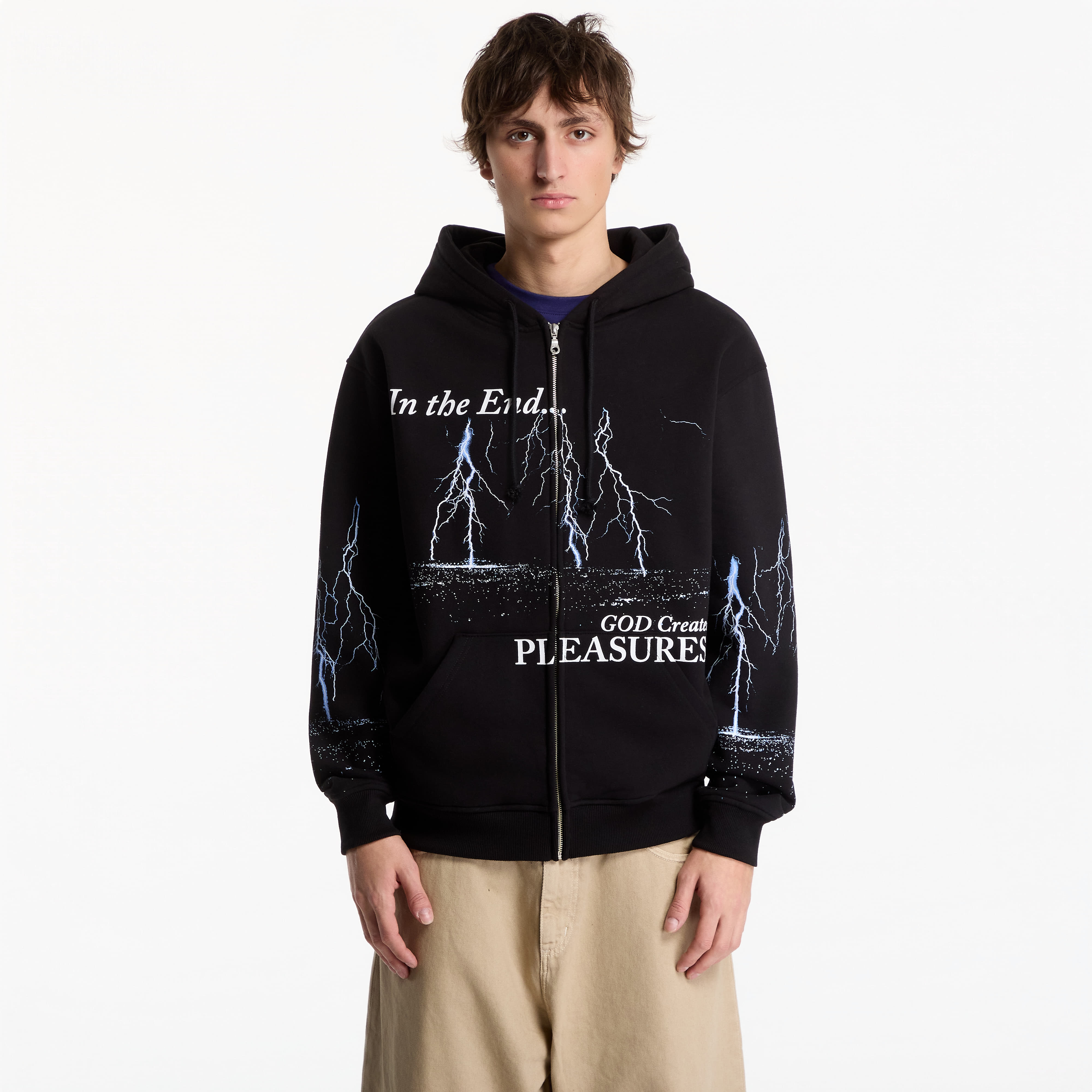 Sweatshirt PLEASURES End Times Zip Hoodie Black M