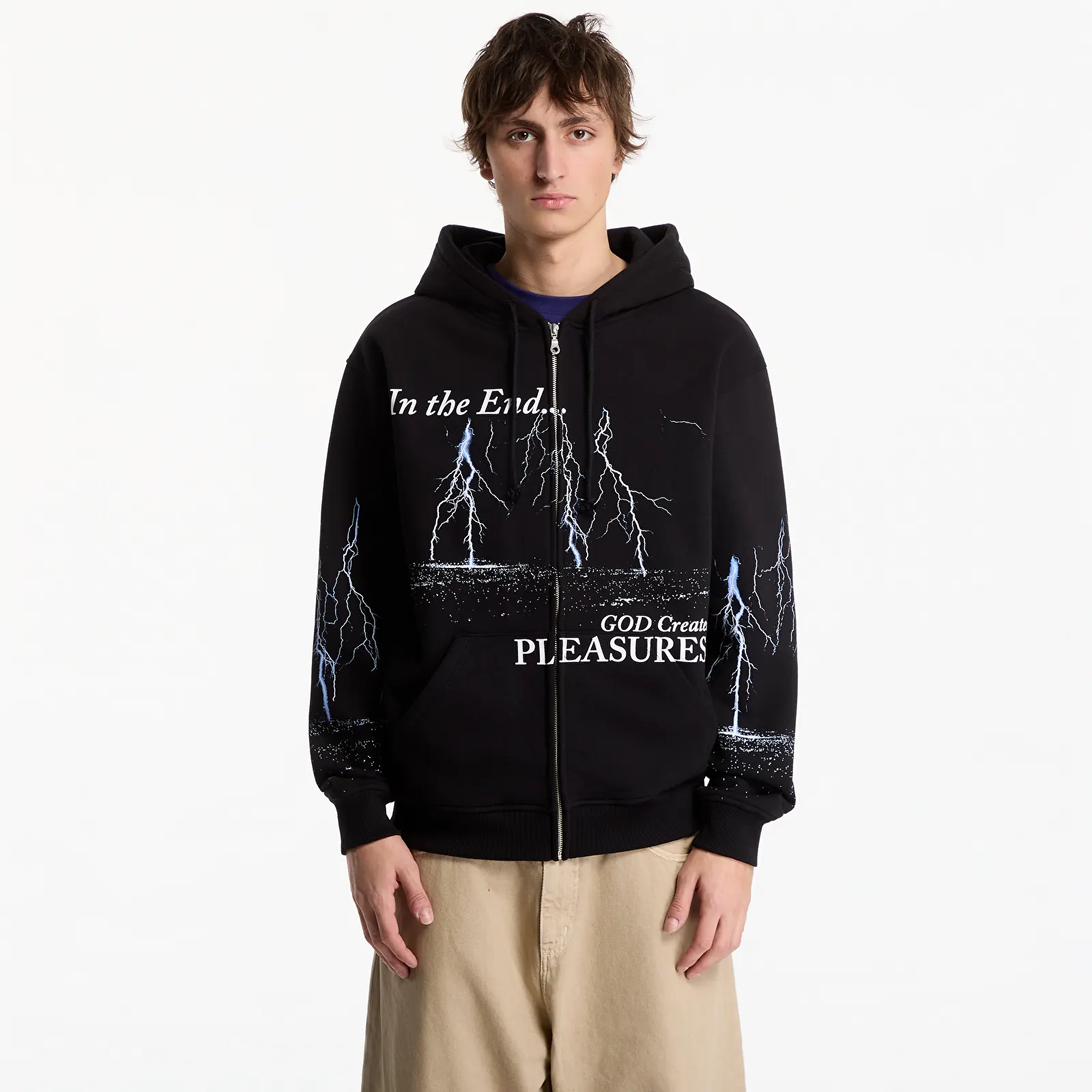 Sweatjacken und Sweatshirts PLEASURES End Times Zip Hoodie Black