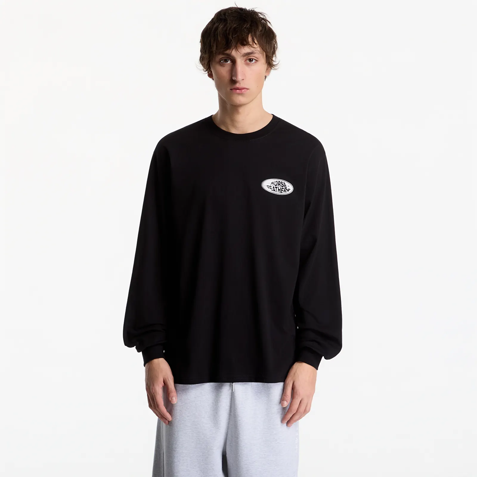 Camisetas de hombre Horsefeathers Junky Ls T-Shirt Black