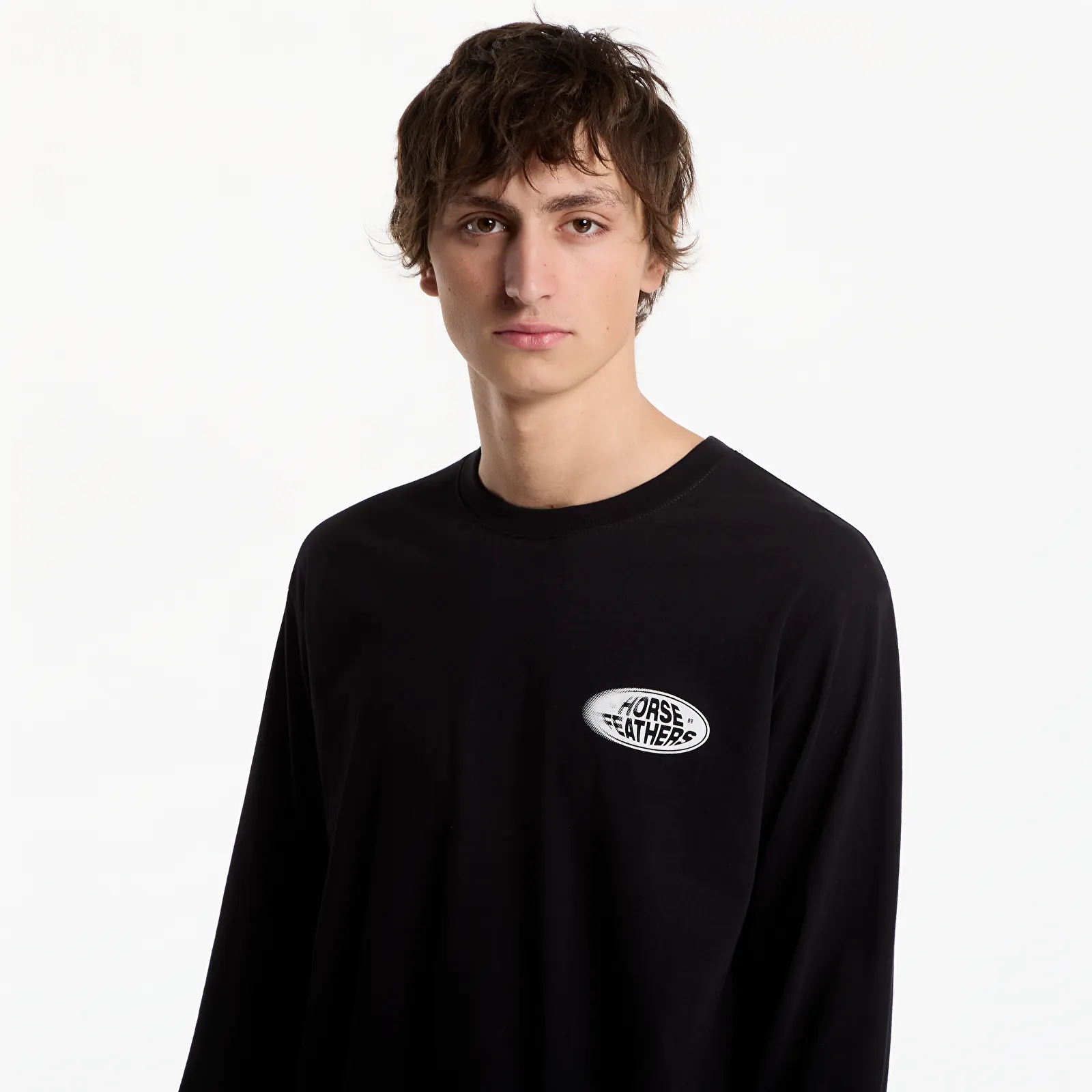 Camisetas de hombre Horsefeathers Junky Ls T-Shirt Black