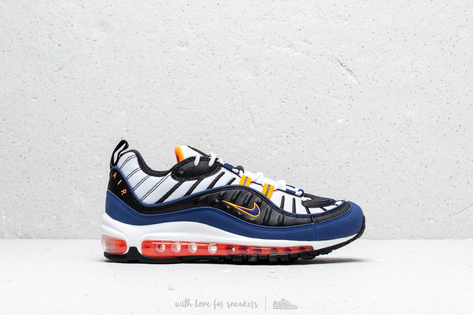 Men s shoes Nike Air Max 98 White Deep Royal Blue Total Orange Black Footshop
