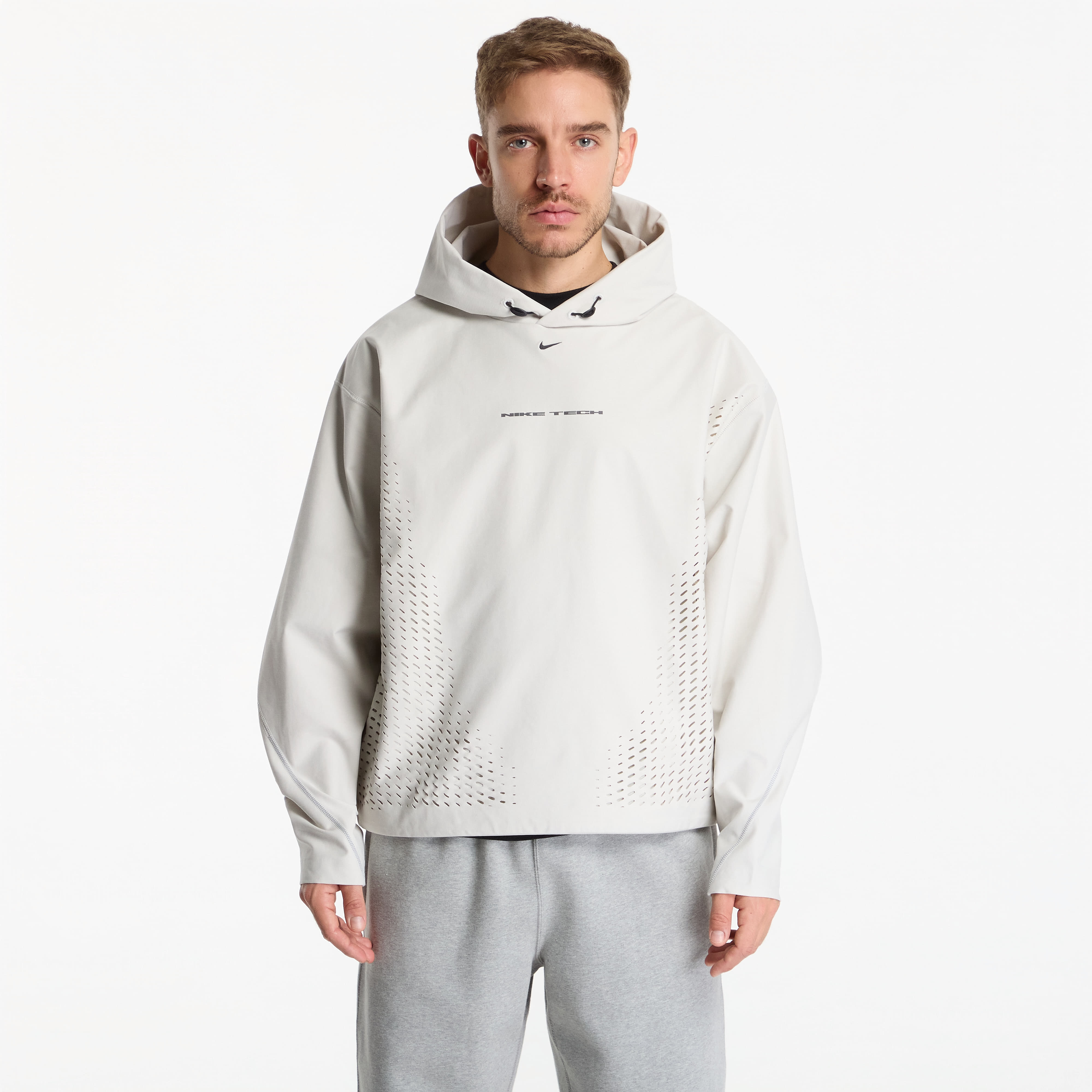 Sweatshirt Nike Tech Men's Dri-FIT Shori Knit Pullover Hoodie Light Bone/ Black XL