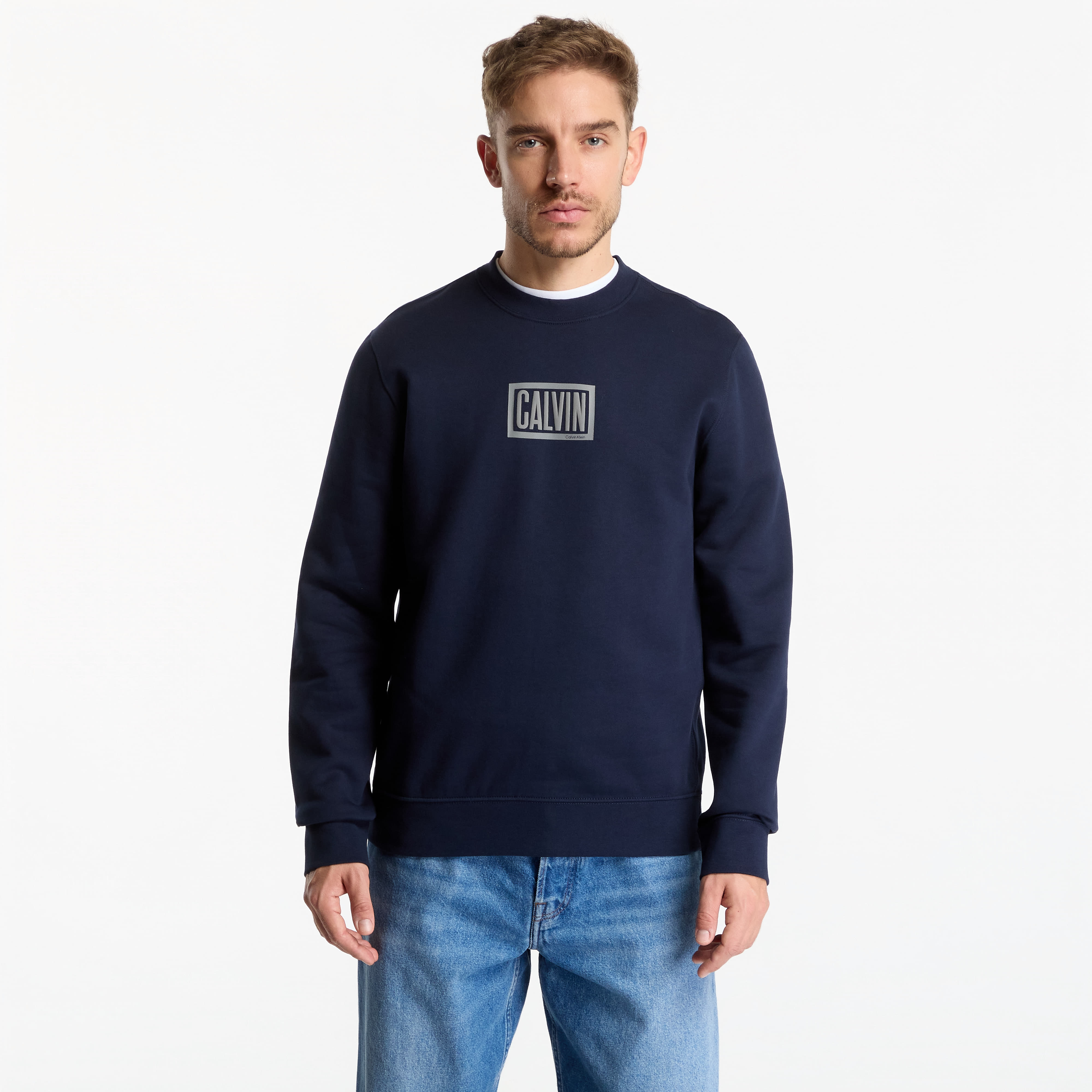 Sweatshirt Calvin Klein Jeans Ls 350Terry Eu Clvin Box Logo Cn Dark Sapphire L
