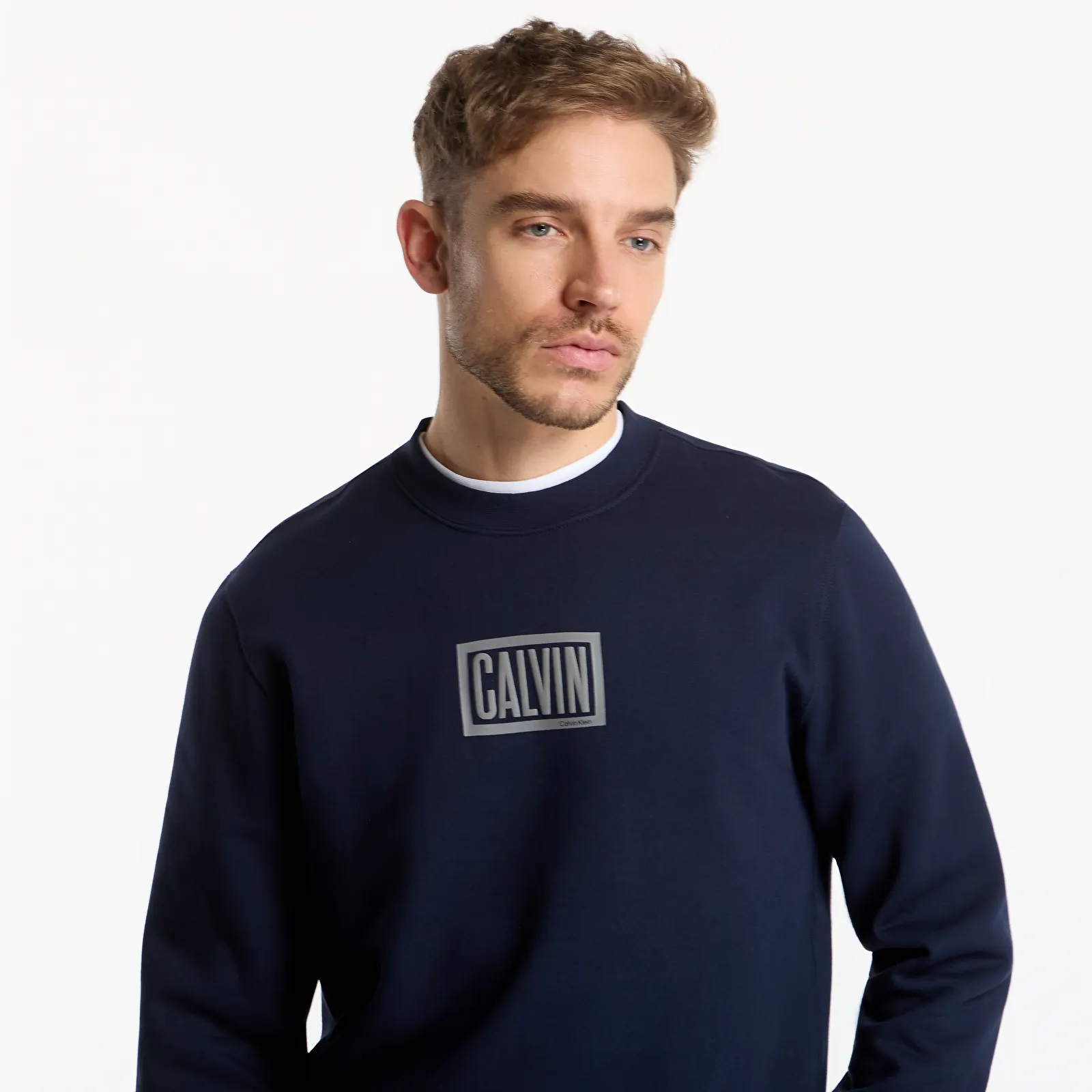 Moški hoodiji  Calvin Klein Jeans Ls 350Terry Eu Clvin Box Logo Cn Dark Sapphire