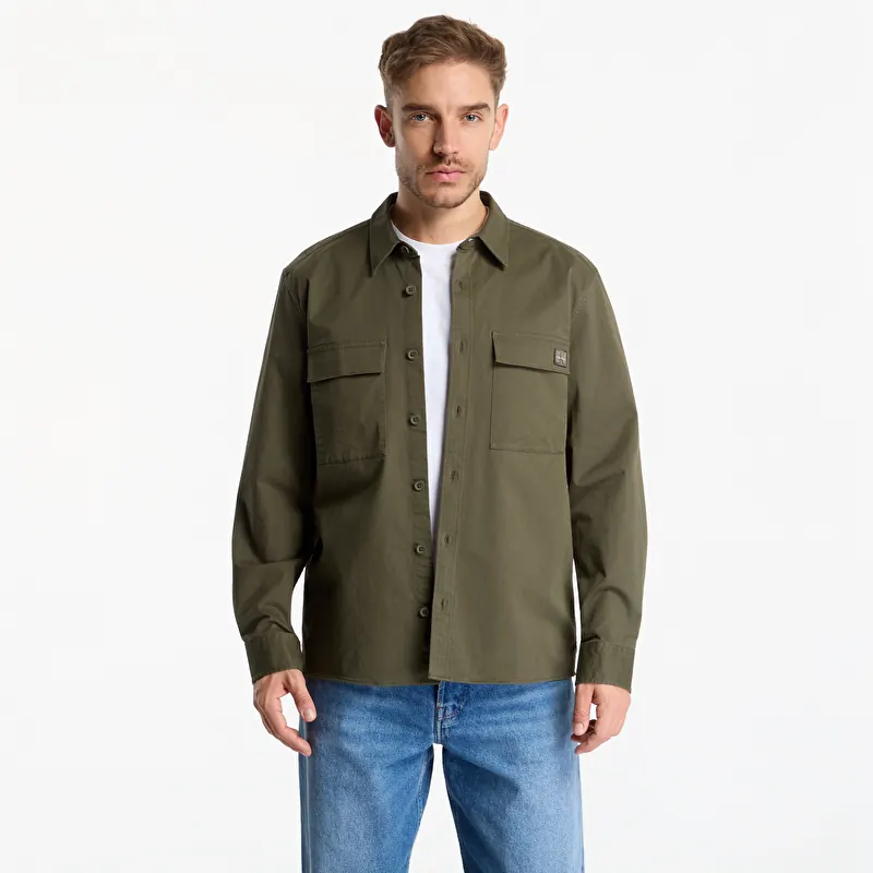 Camisa Calvin Klein Jeans Ls Comfort Cotton Easy Overshirt Olive Night