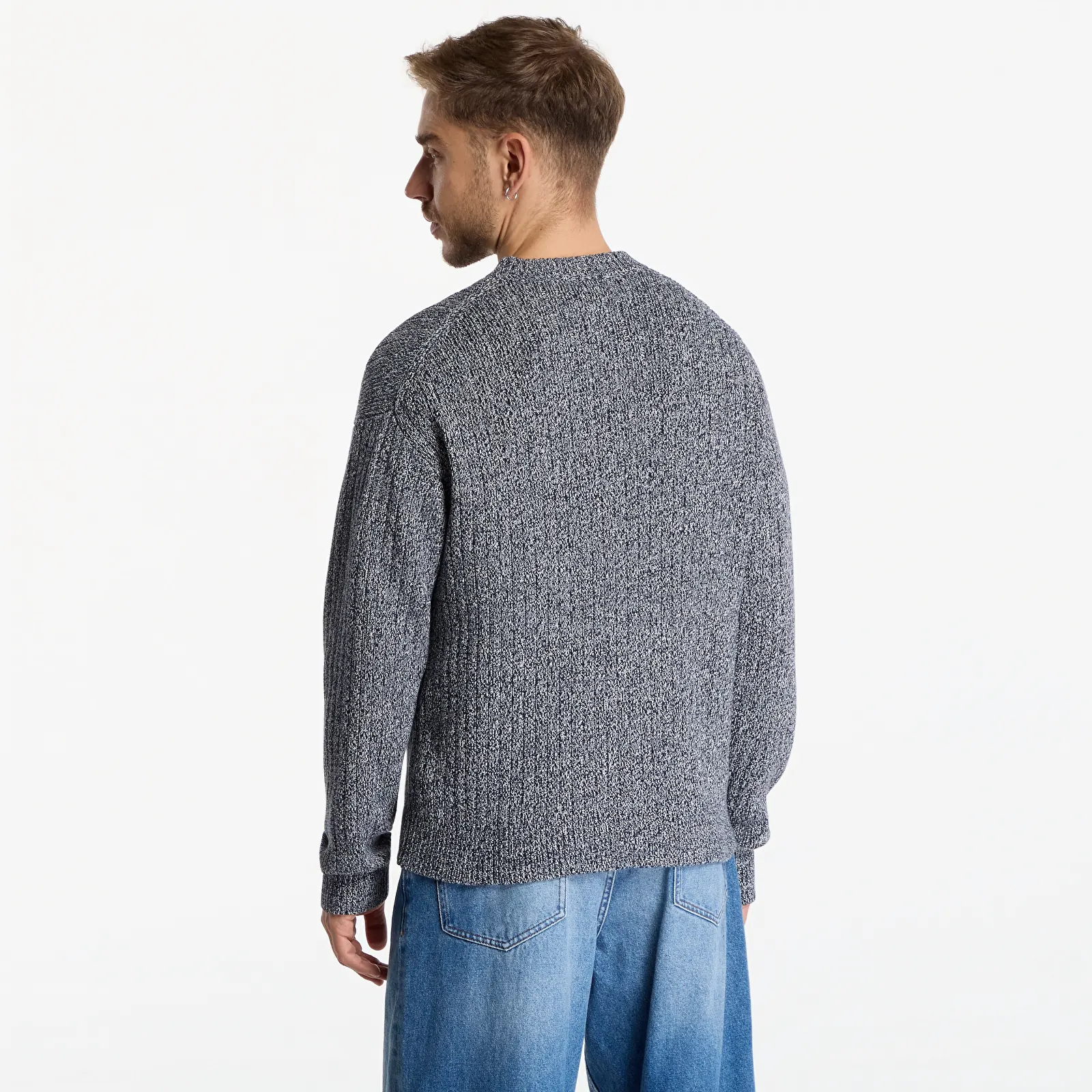 Maglioni uomo Calvin Klein Jeans Vertical Rib Cttn Crewneckk Sweater Dark Sapphire Mouline