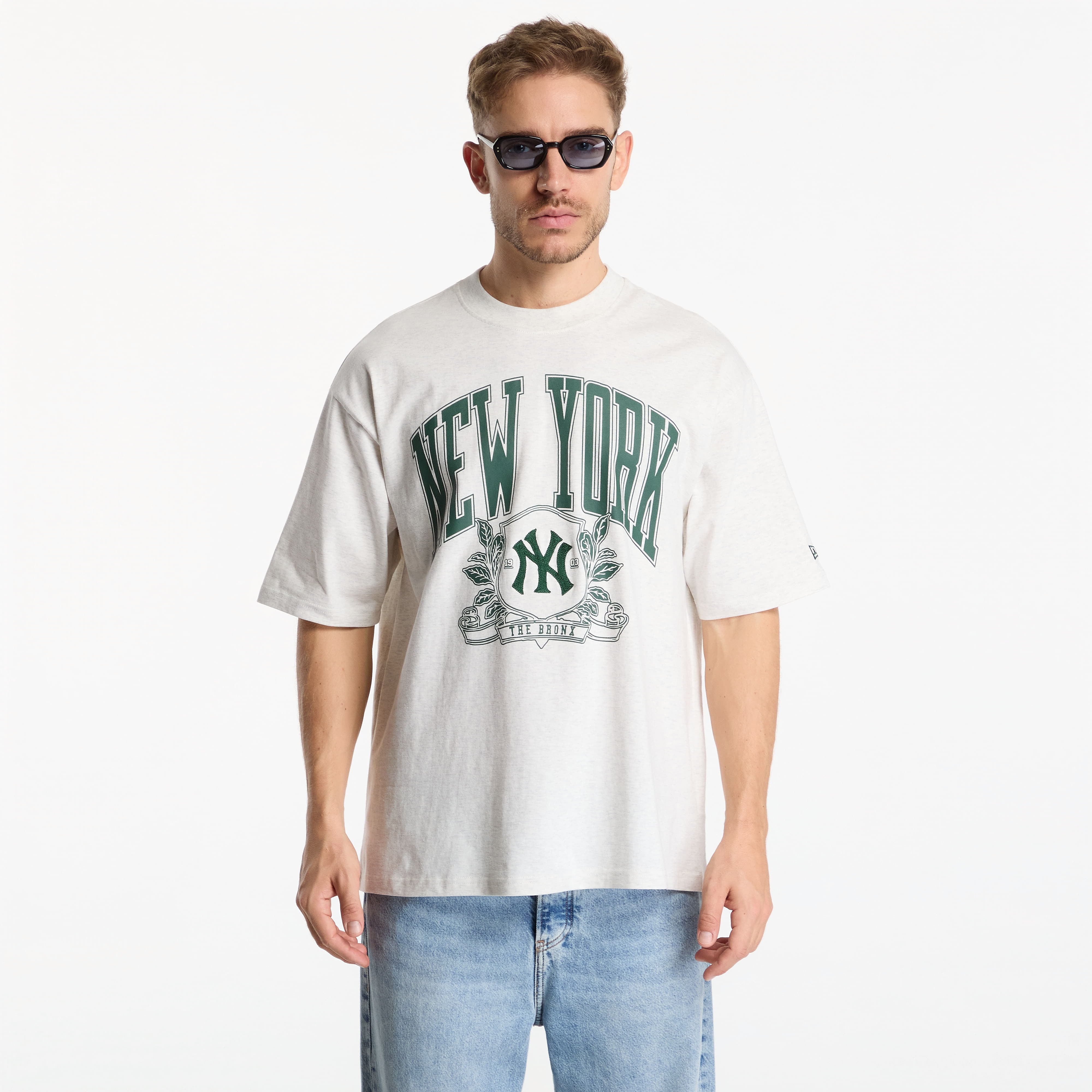 T shirt New Era MLB Arch Graphic OS Tee New York Yankees UNISEX Eggshell