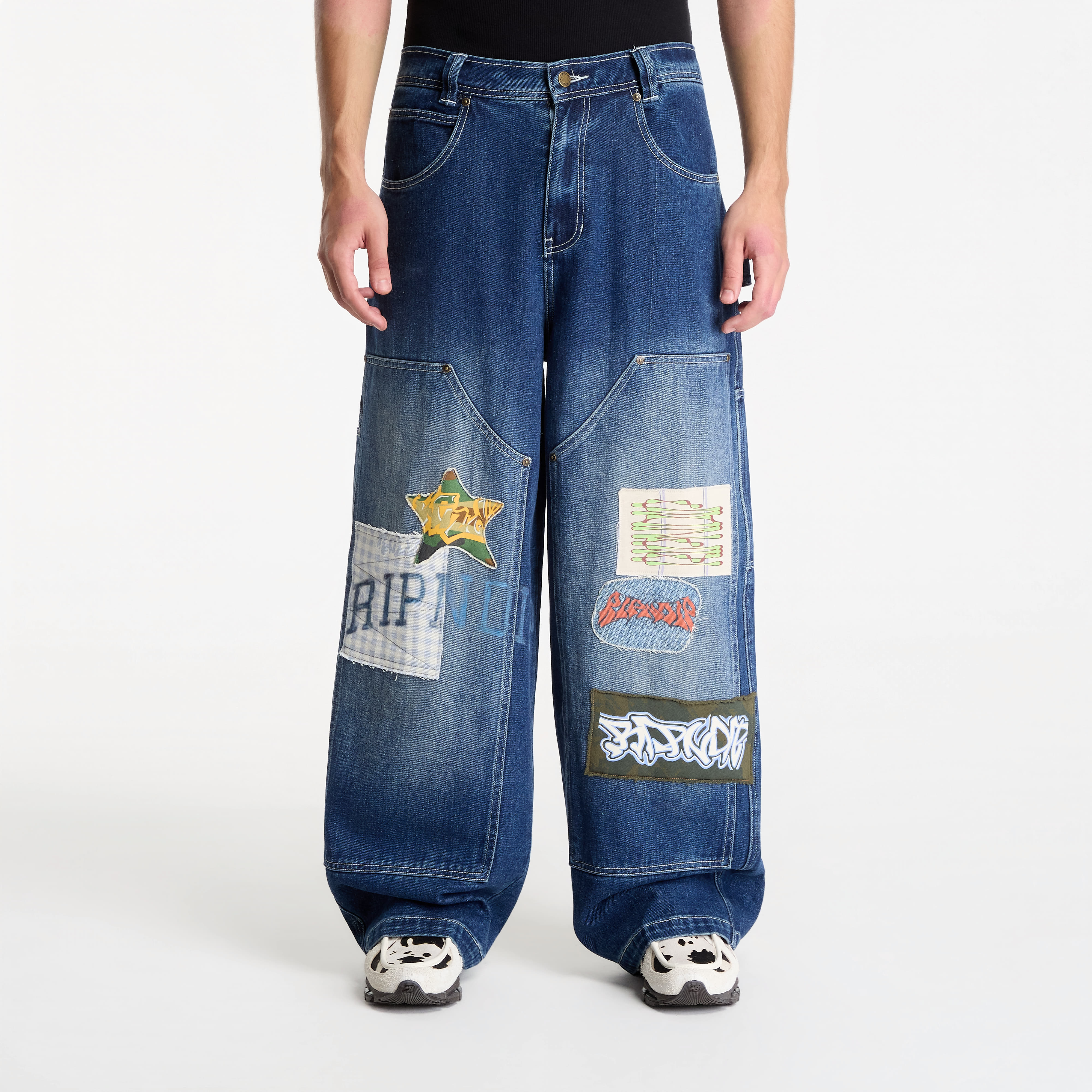 Pants RIPNDIP Skyline Wide Fit Carpenter Pant Light Wash Denim M