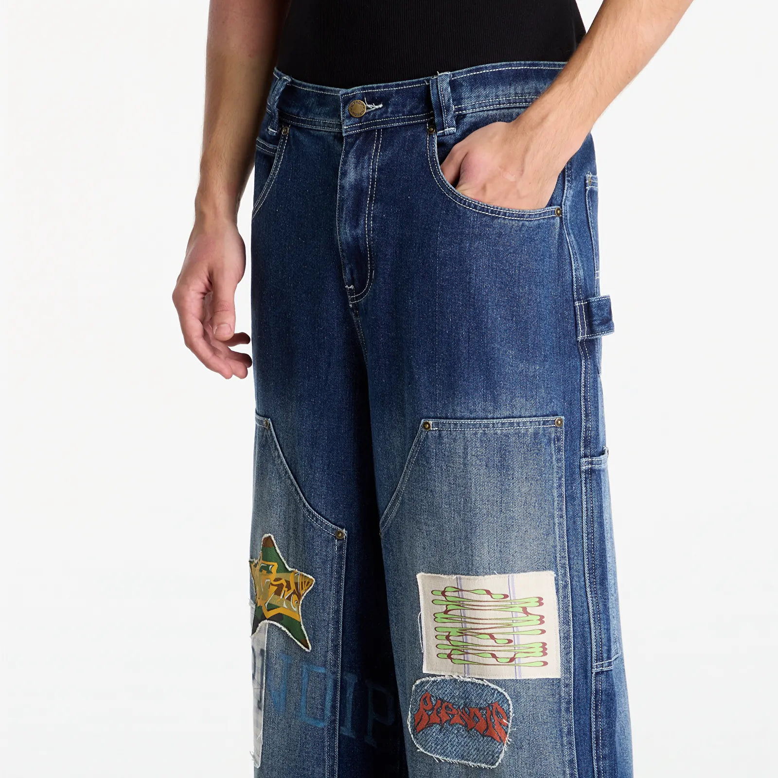 Džinsai RIPNDIP Skyline Wide Fit Carpenter Pant Light Wash Denim