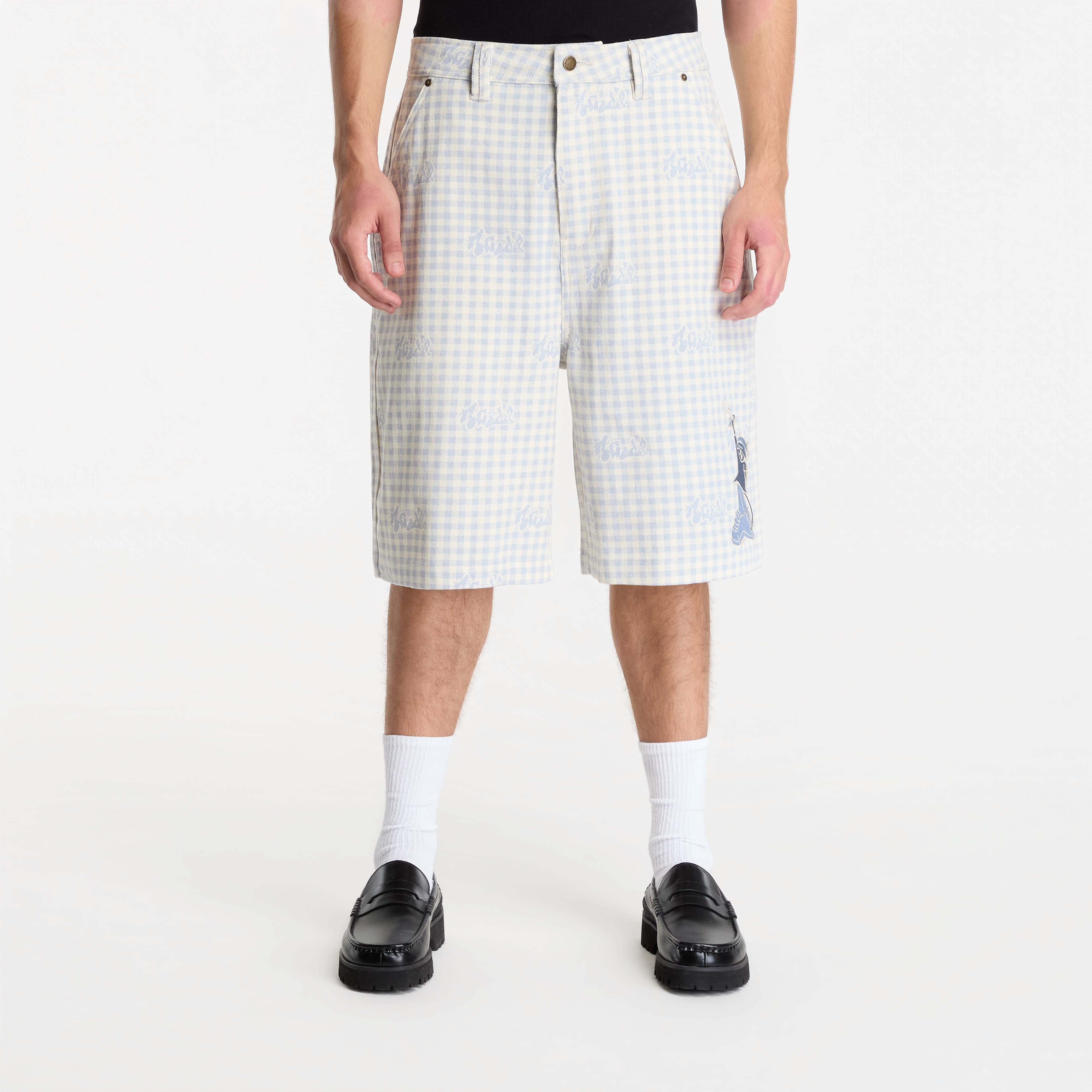 RIPNDIP Hard In Da Paint Wide Fit Shorts Light Blue Checker L