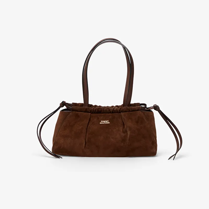Kabelka Tommy Hilfiger Soft Leather Shoulder Bag Suede Fondant Brown