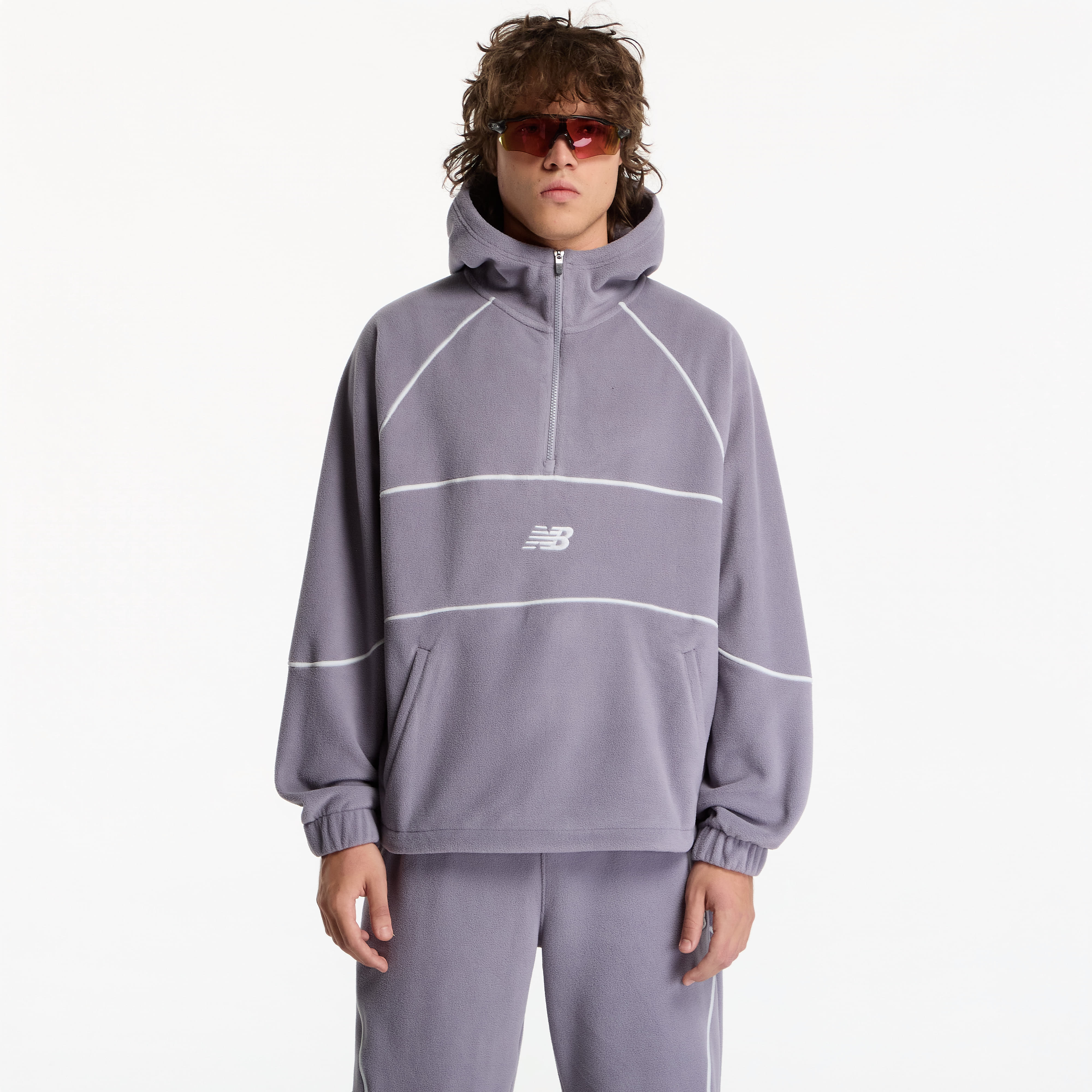 Sweatshirt New Balance Trackside Polar Fleece Hoodie Off-Line Grey M
