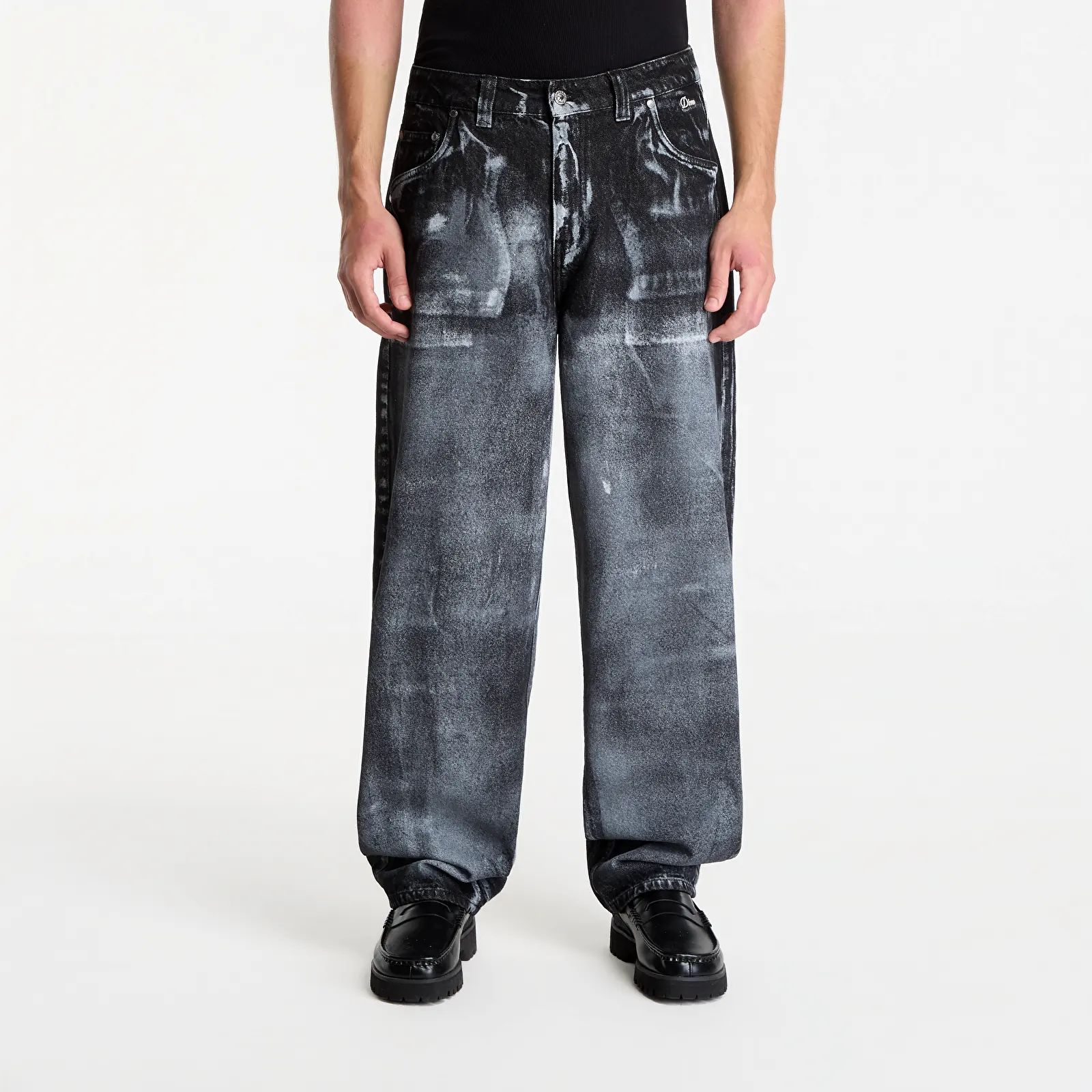 Jeans Dime Baggy Denim Pants Black (White Paint)