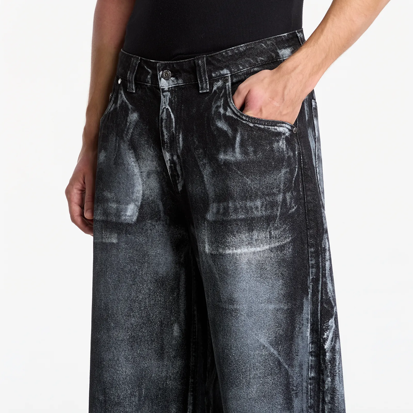 Jeans Dime Baggy Denim Pants Black (White Paint)