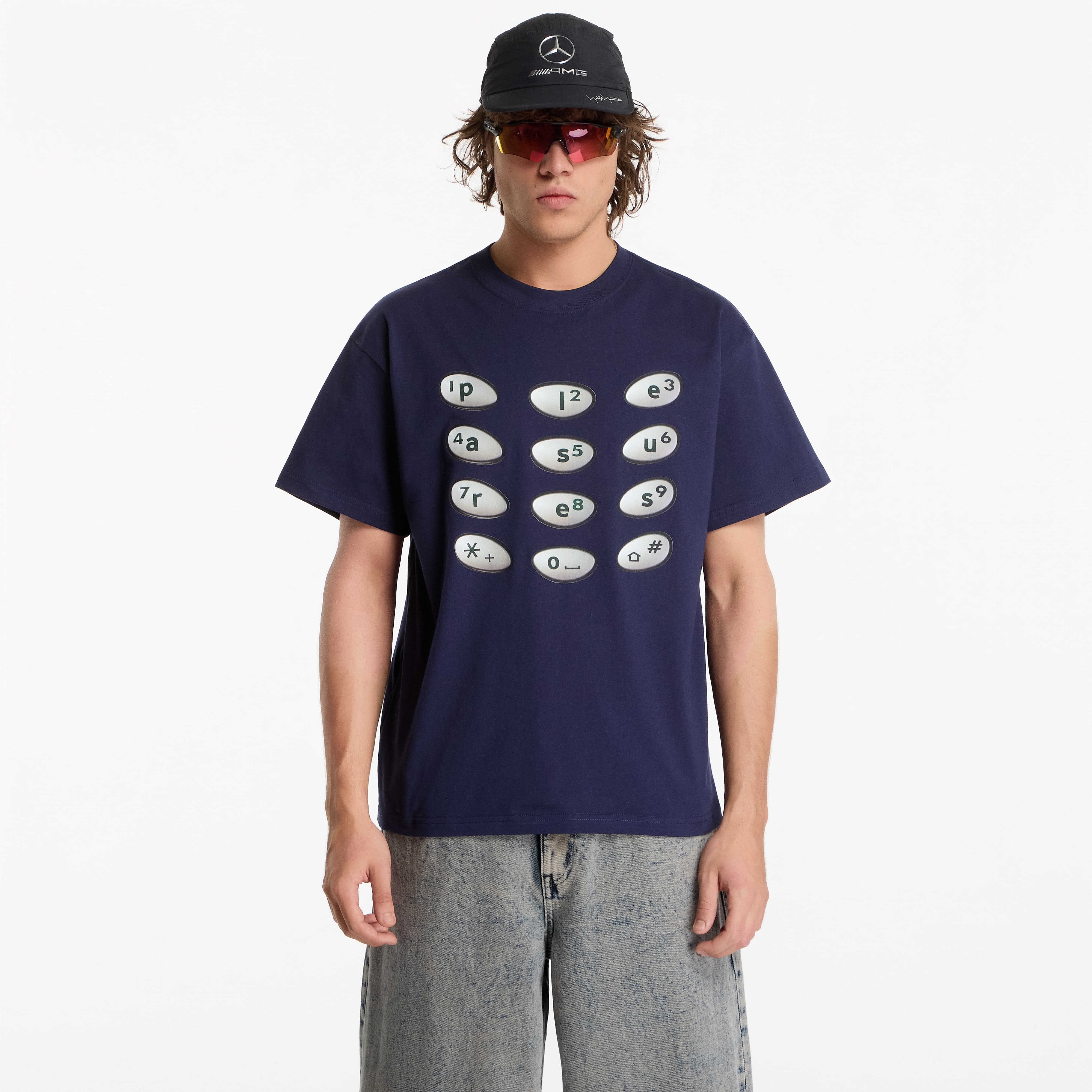 PLEASURES Tričko PLEASURES Buttons T-Shirt Navy XXL