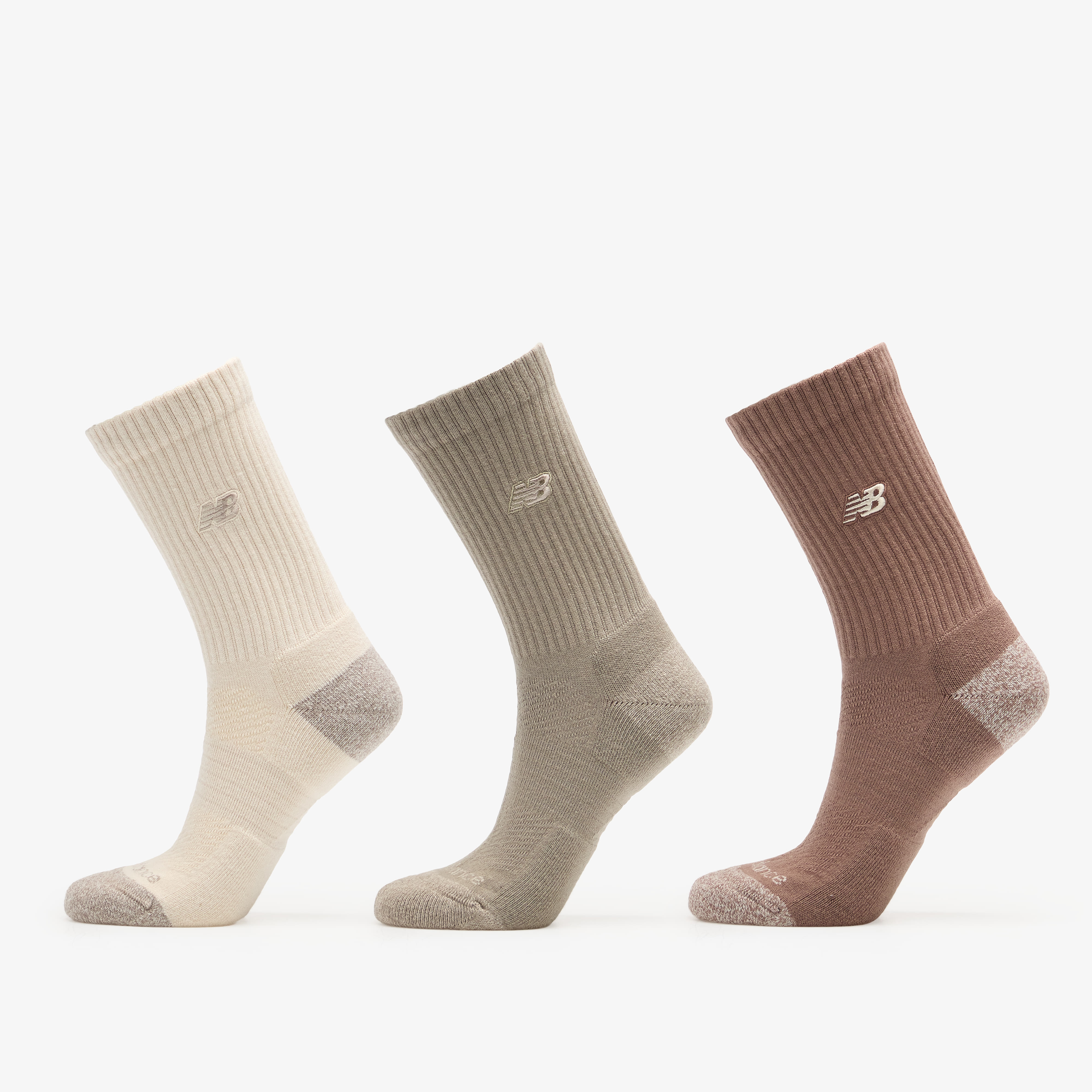 New Balance Active Premium Crew 3 Pack Linen/ Arid Stone/ Earth Shadow L