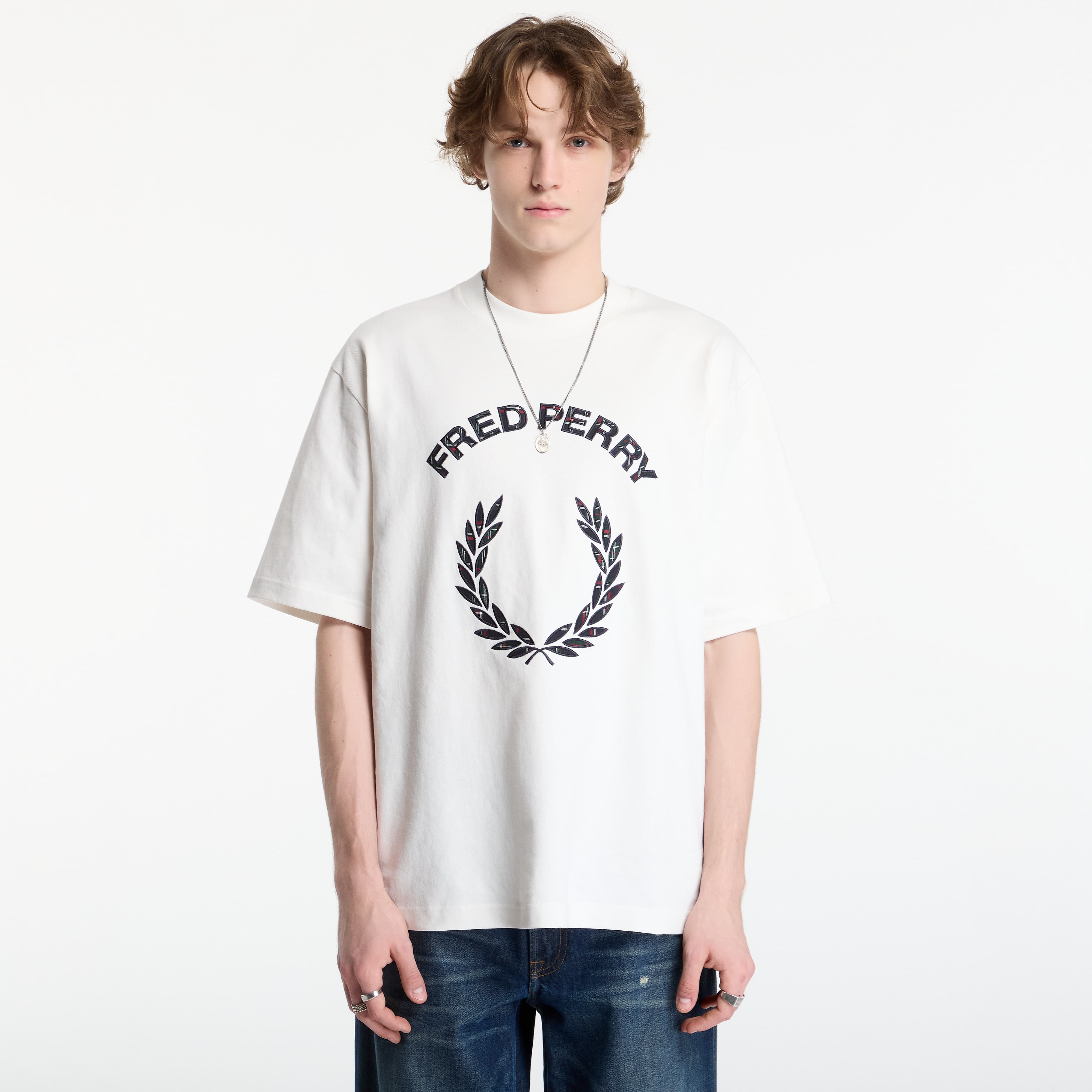 T-shirt FRED PERRY Tartan Applique T-shirt Snow White L