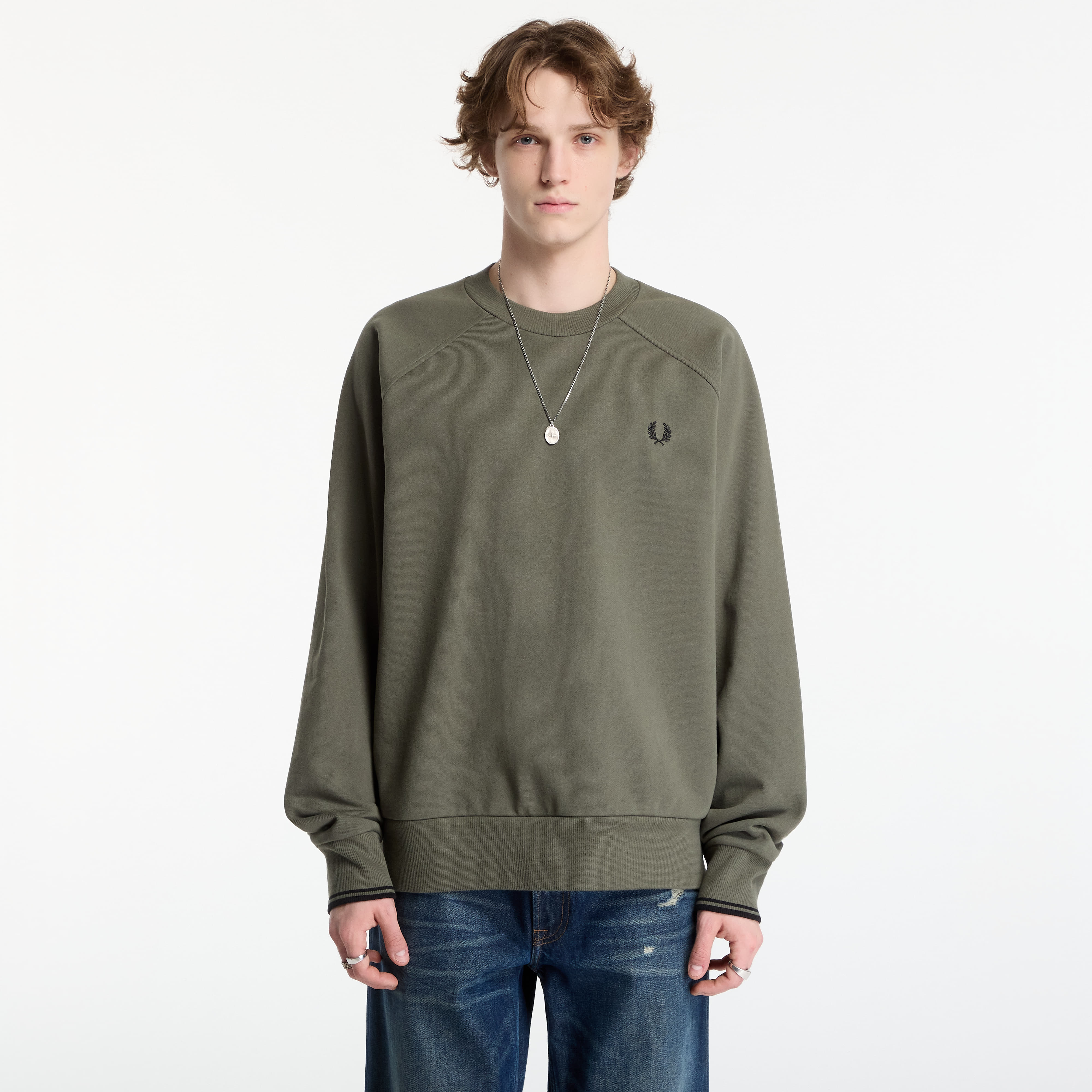 Sweatshirt FRED PERRY Tipped Crewneck Sweatshirt Black L