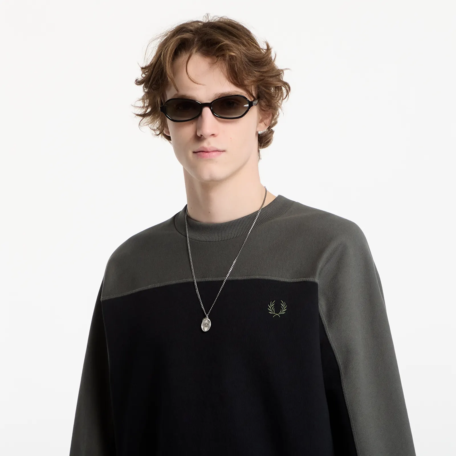 Puloverji   FRED PERRY Colour Block Sweatshirt Black