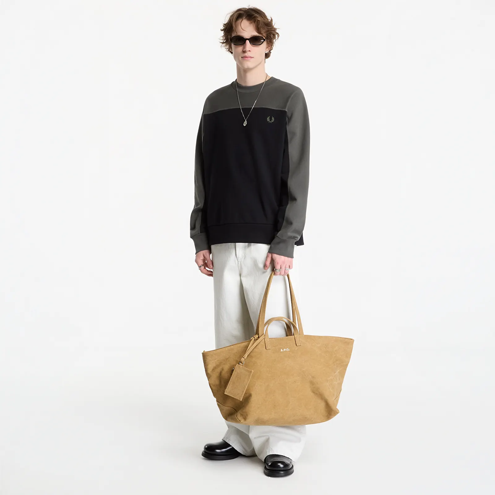 Puloverji   FRED PERRY Colour Block Sweatshirt Black