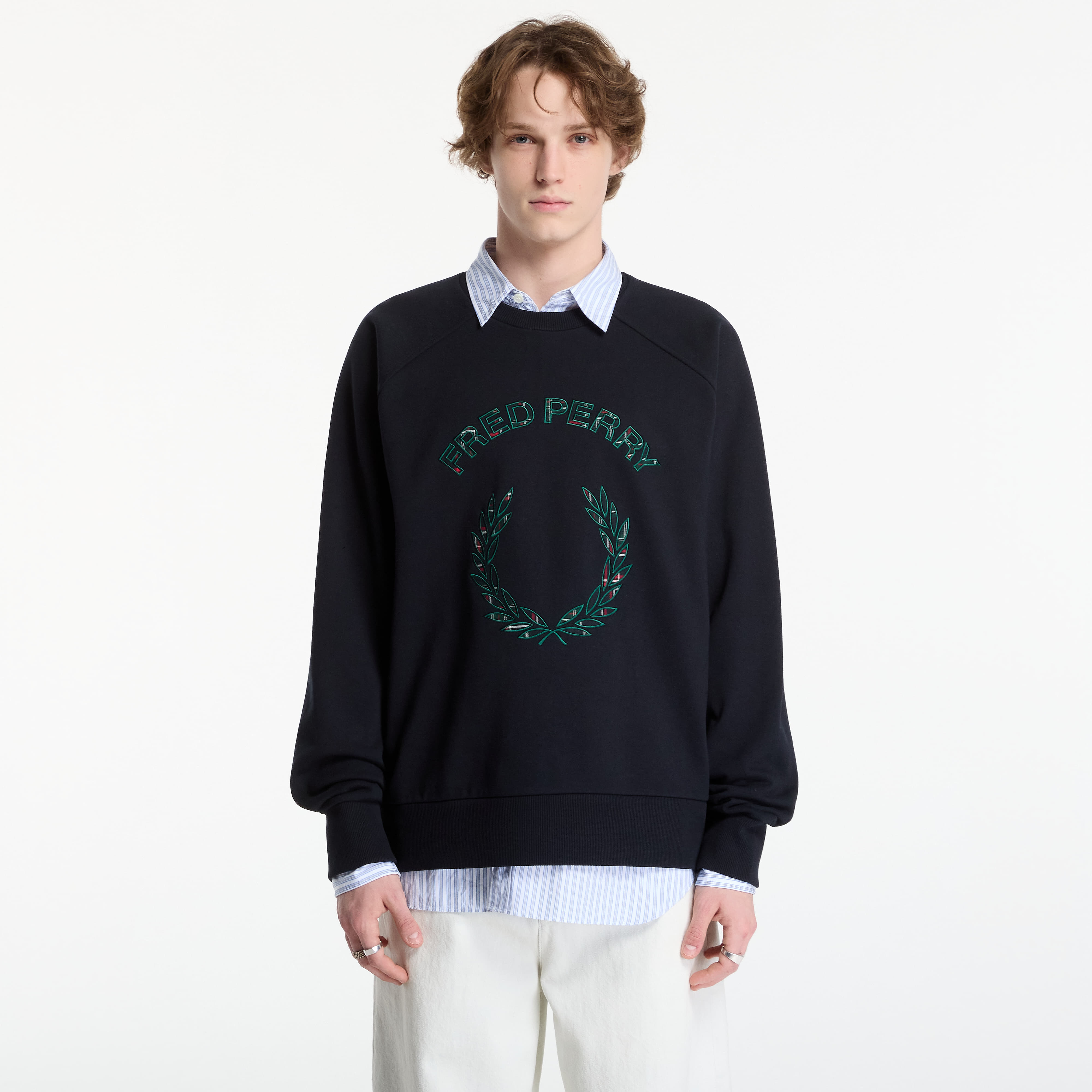 Sweatshirt FRED PERRY Tartan Applique Sweatshirt White M
