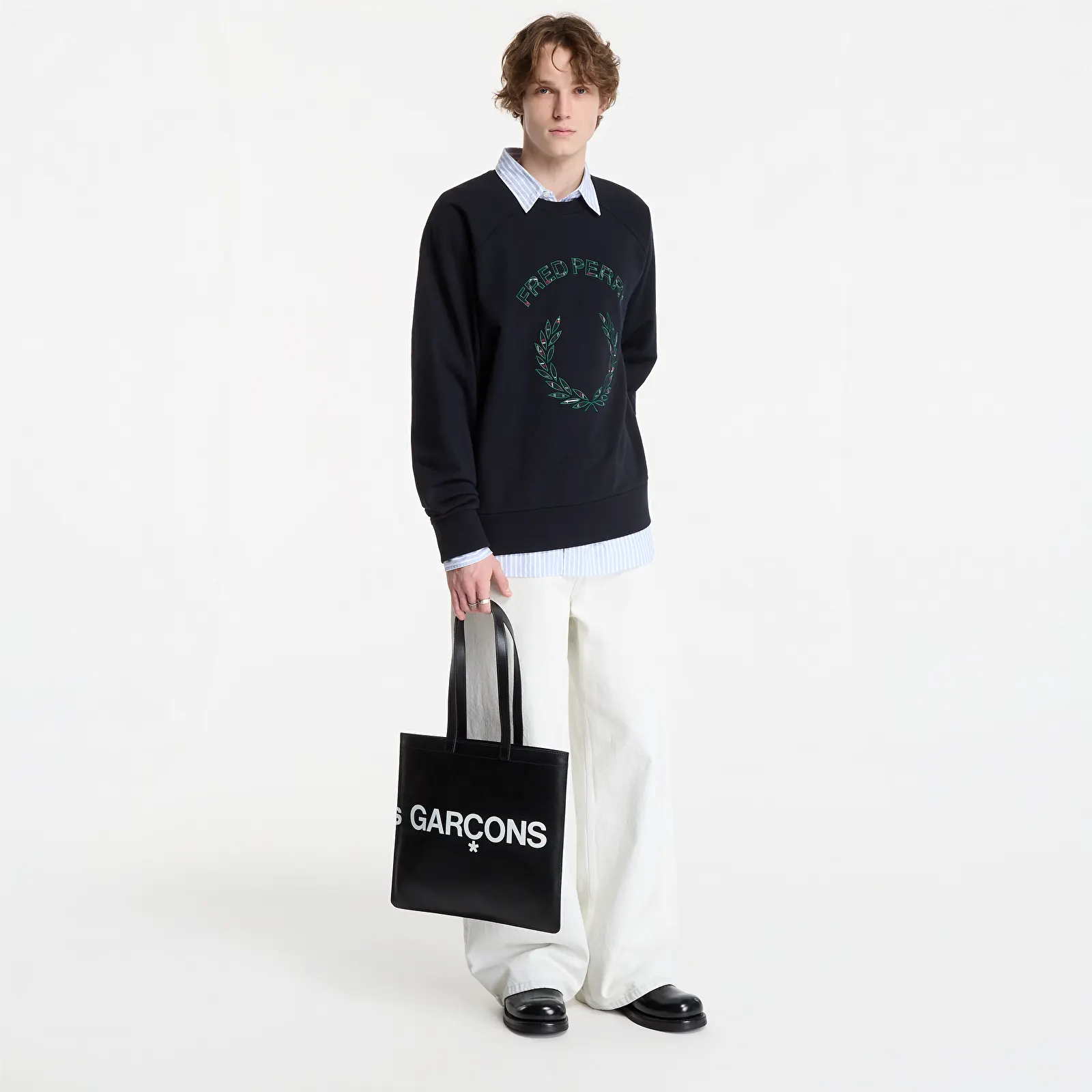 Hoodies and sweatshirts  FRED PERRY Tartan Applique Sweatshirt White