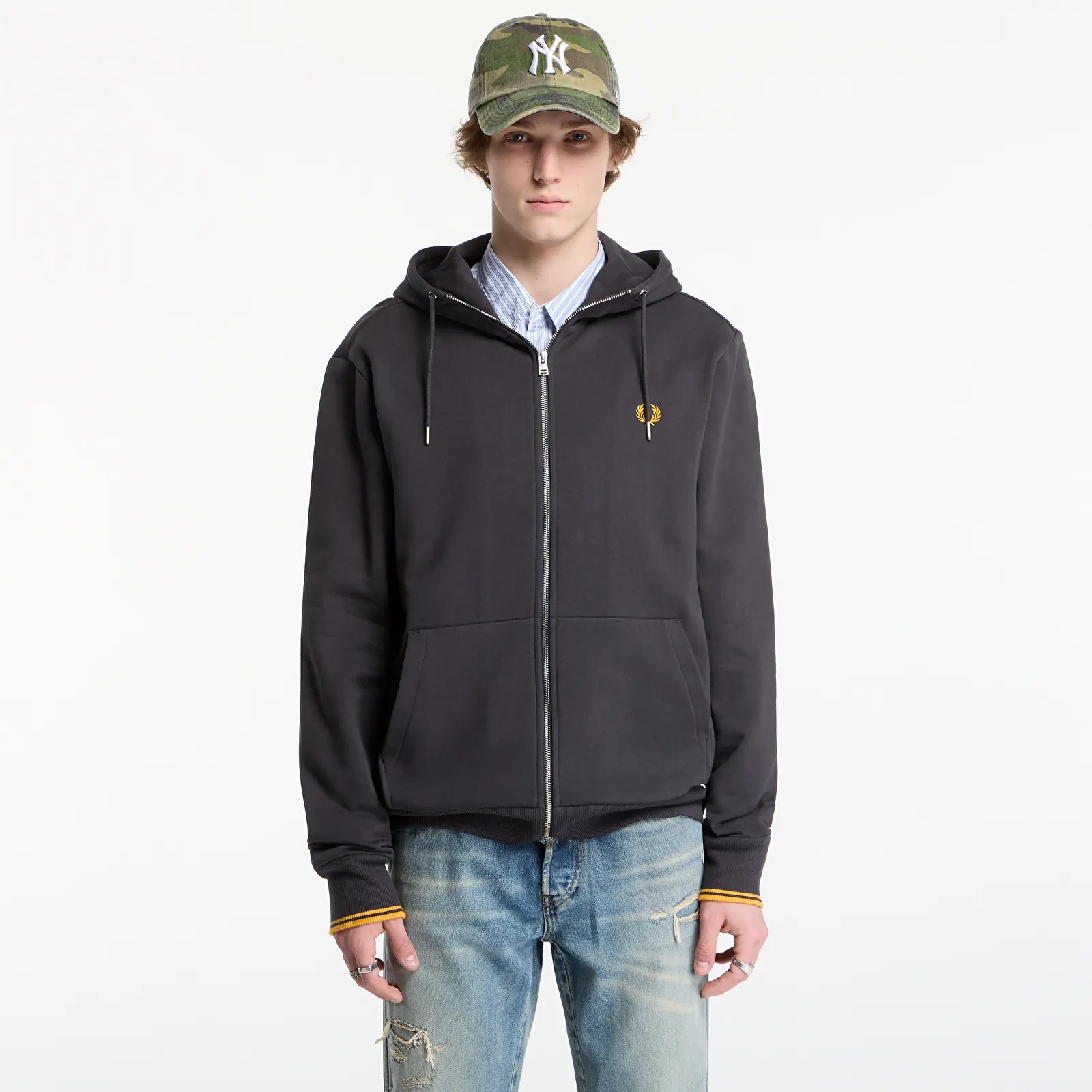 Hættetrøjer og sweatshirts FRED PERRY Hooded Zip Through Sweatshirt Black