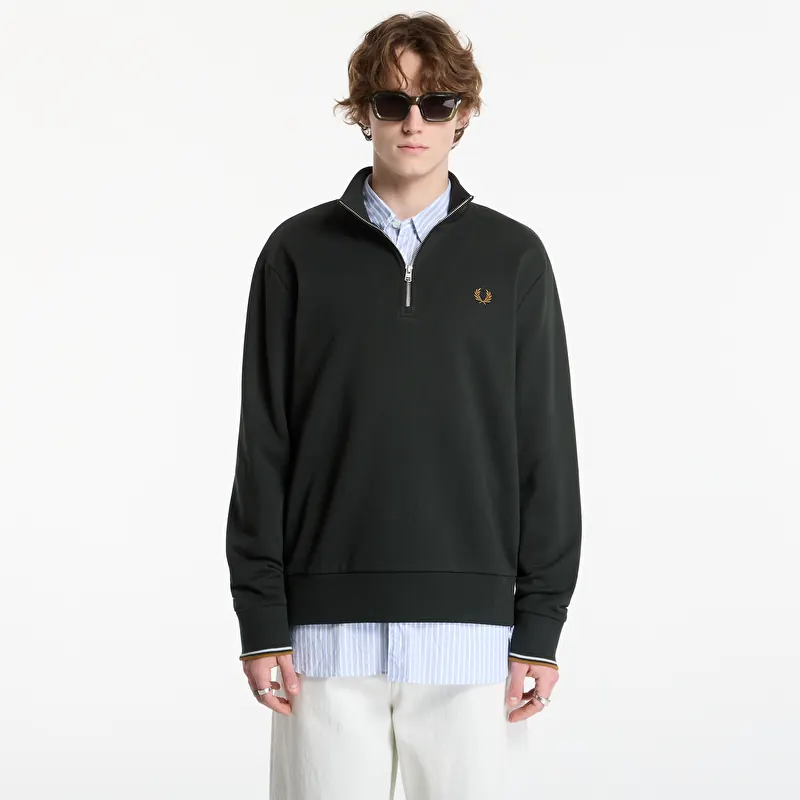 FRED PERRY Half Zip Sweatshirt Black