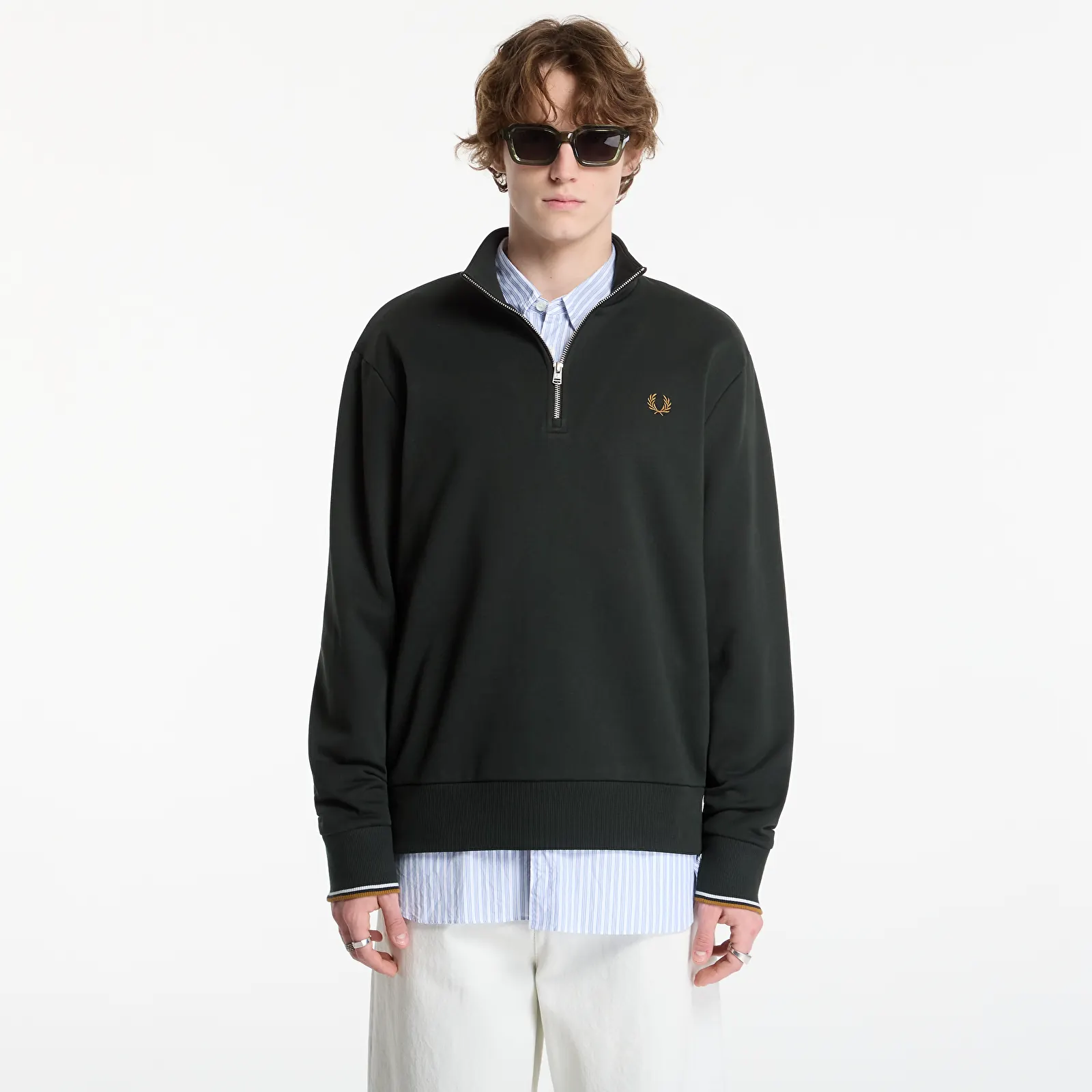 Puloverji   FRED PERRY Half Zip Sweatshirt Black