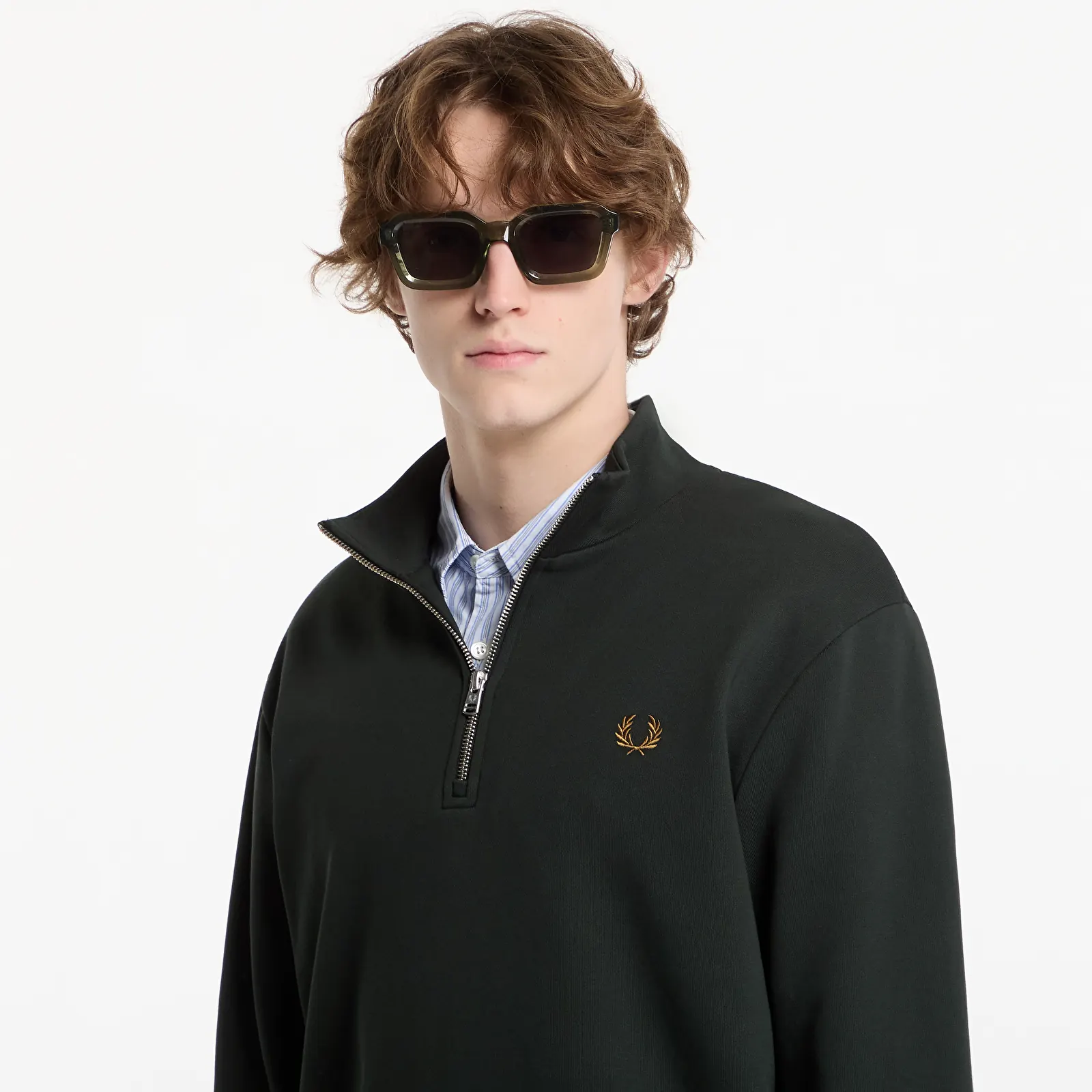 Puloverji   FRED PERRY Half Zip Sweatshirt Black