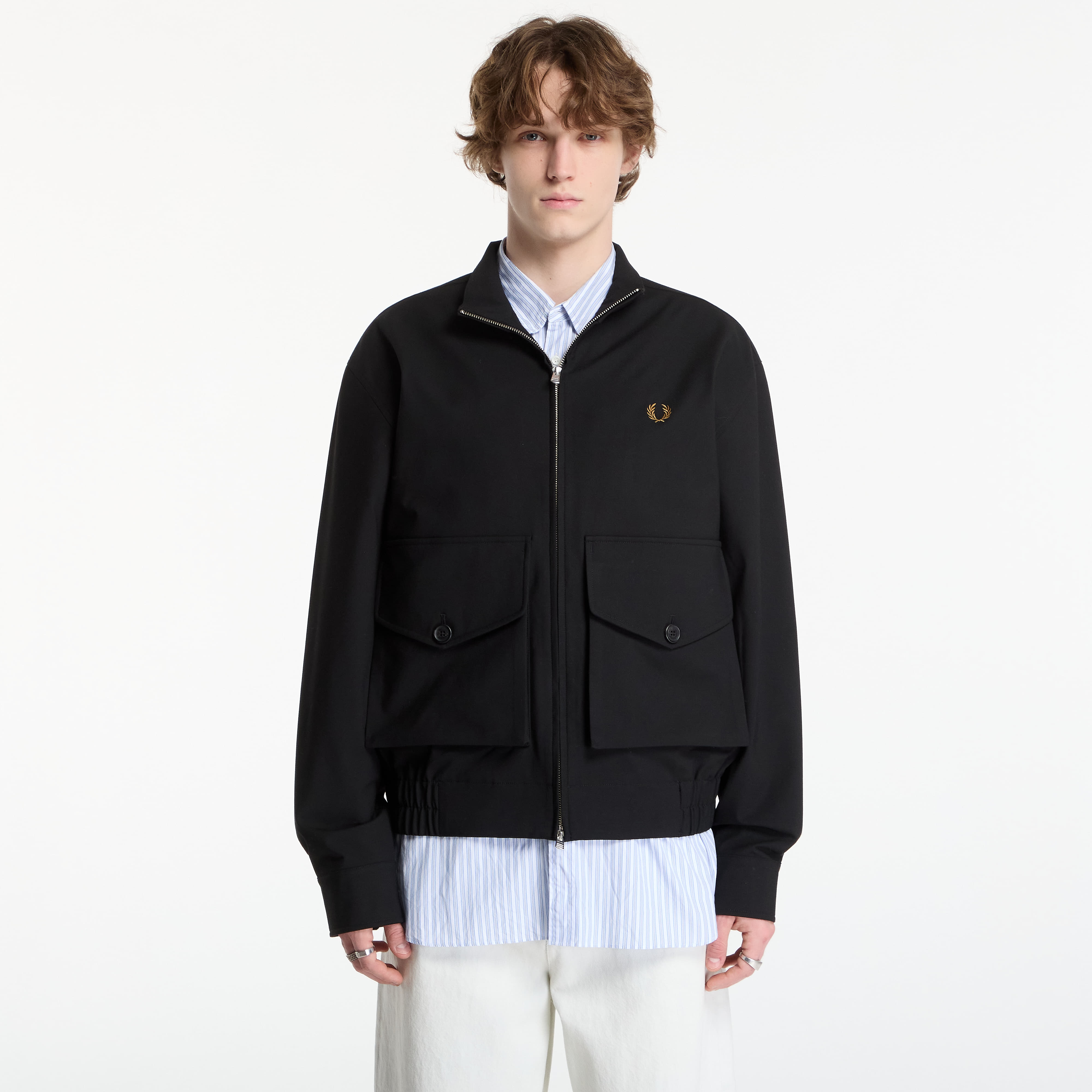 Jacket FRED PERRY Patch Pocket Funnel Neck Jkt Black Moss XL