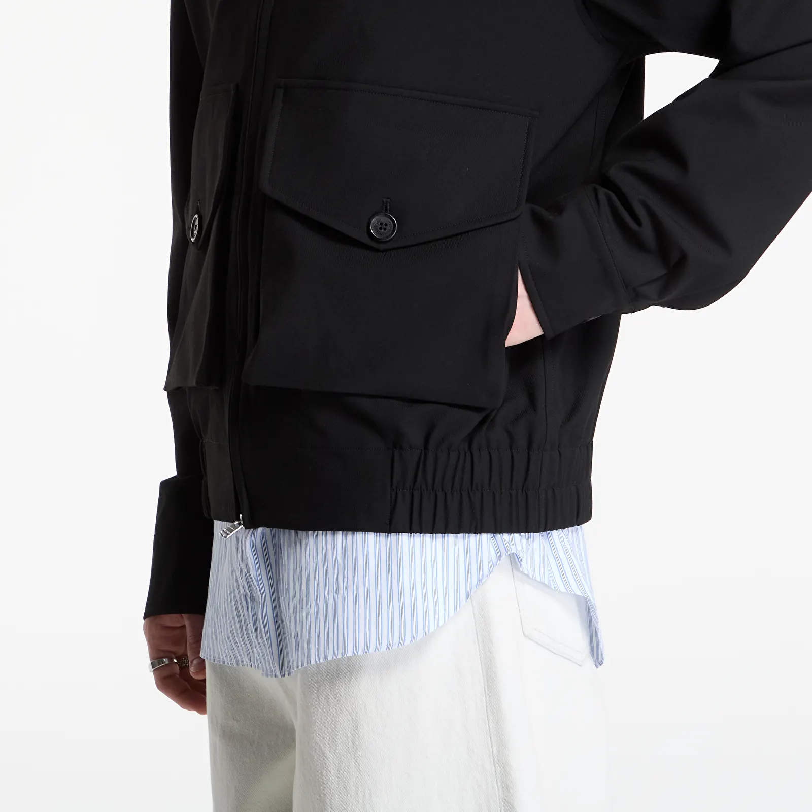 Jassen FRED PERRY Patch Pocket Funnel Neck Jkt Black Moss