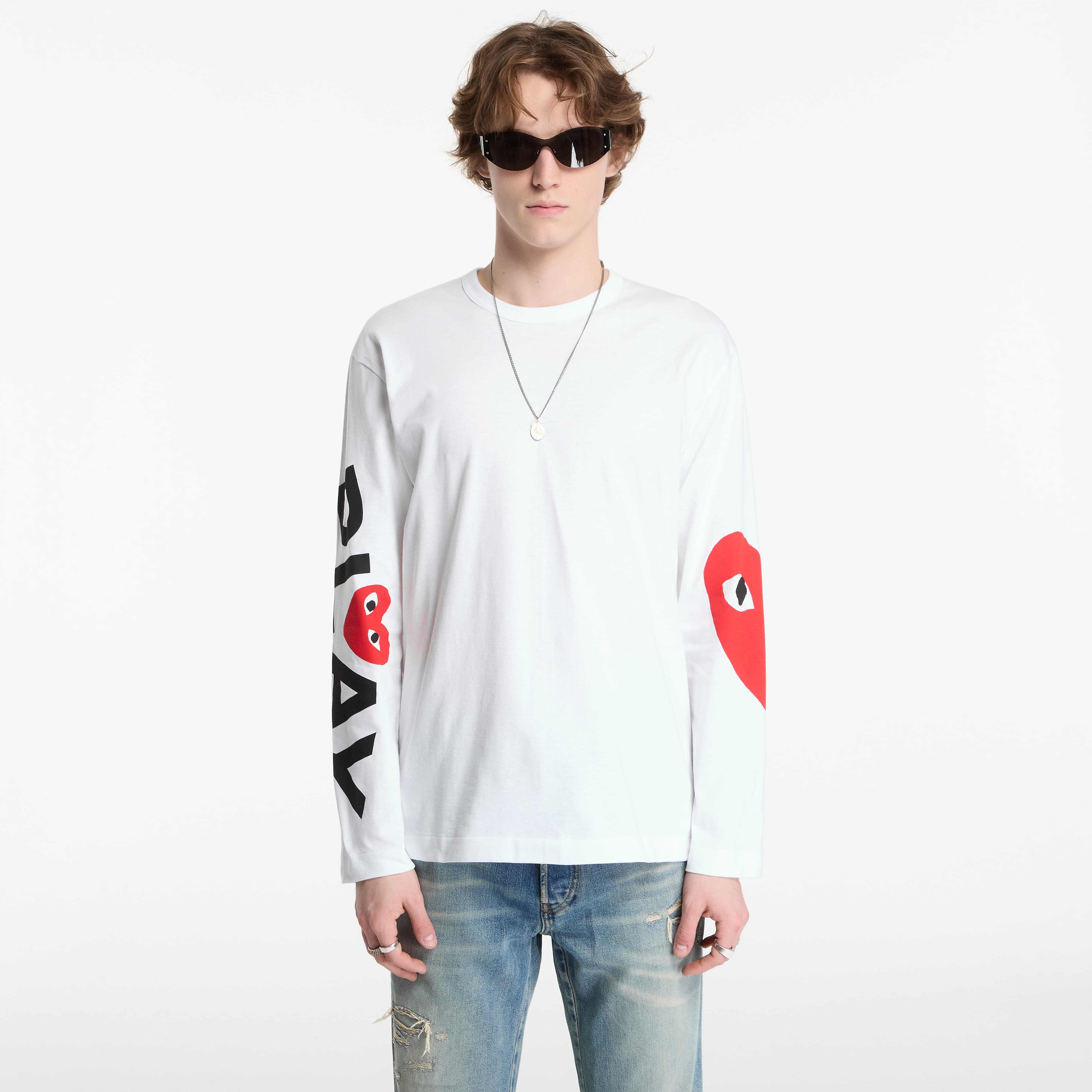 T-shirt Comme des Garçons PLAY T-Shirt Logo Print Knit UNISEX White XXL