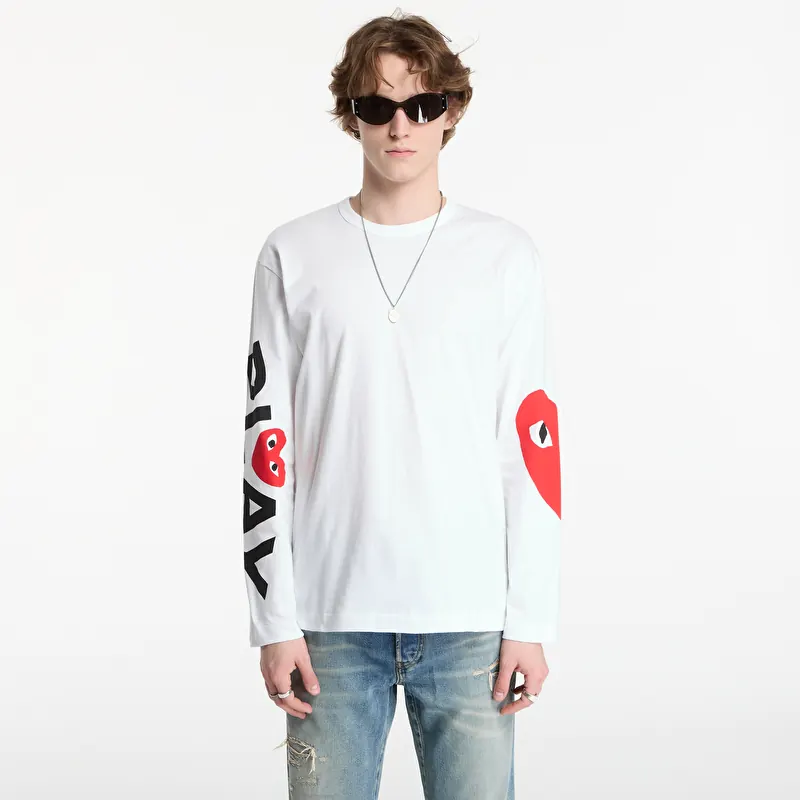 Maglietta Comme des Garçons PLAY T-Shirt Logo Print Knit UNISEX White