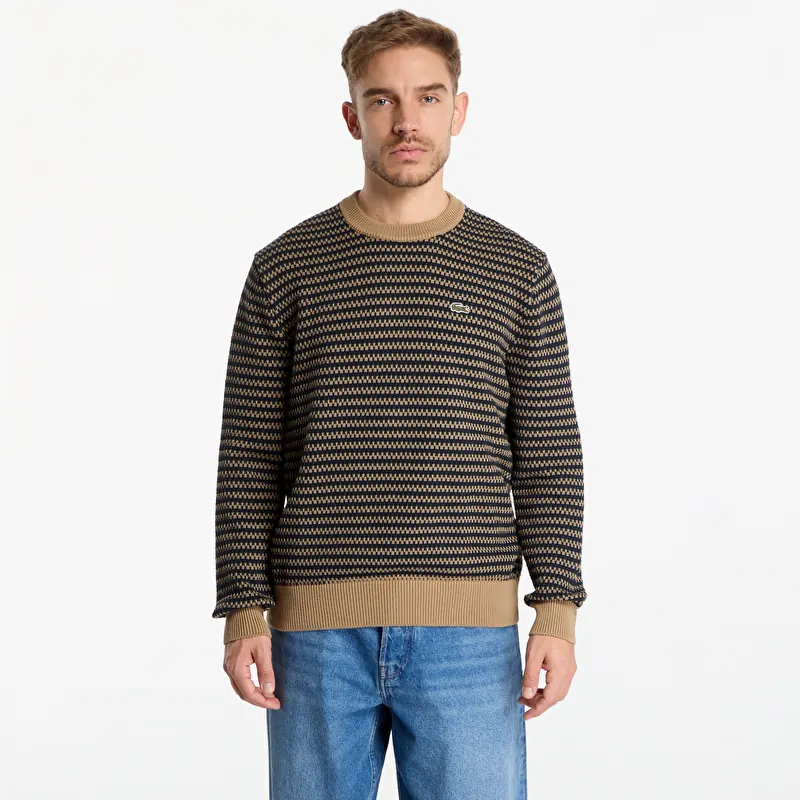 Sveter Lacoste Crewnecks Sweaters Cookie/Sinople-Dark Navy Blue