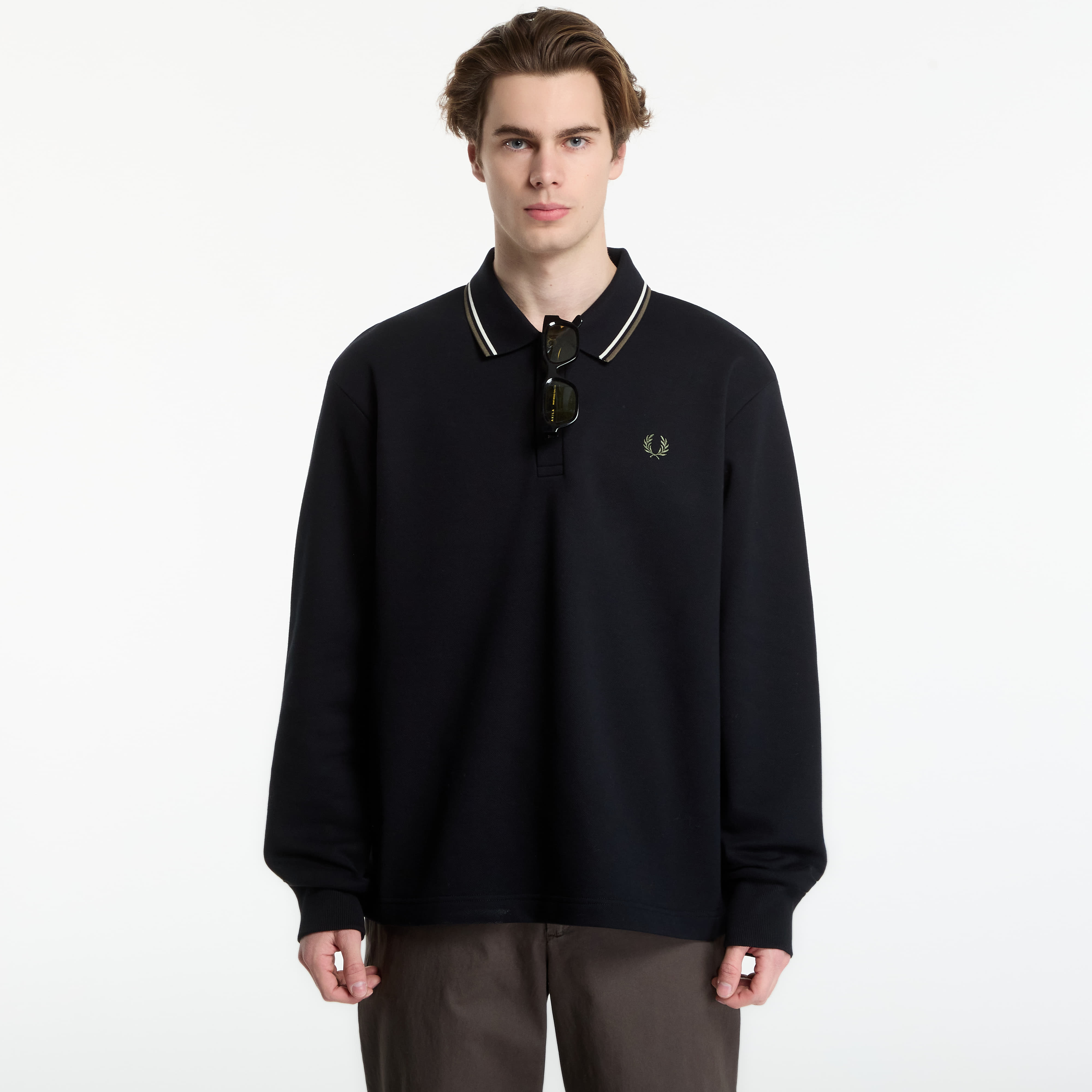 Sweatshirt FRED PERRY Tipped Collared Sweatshirt Black L